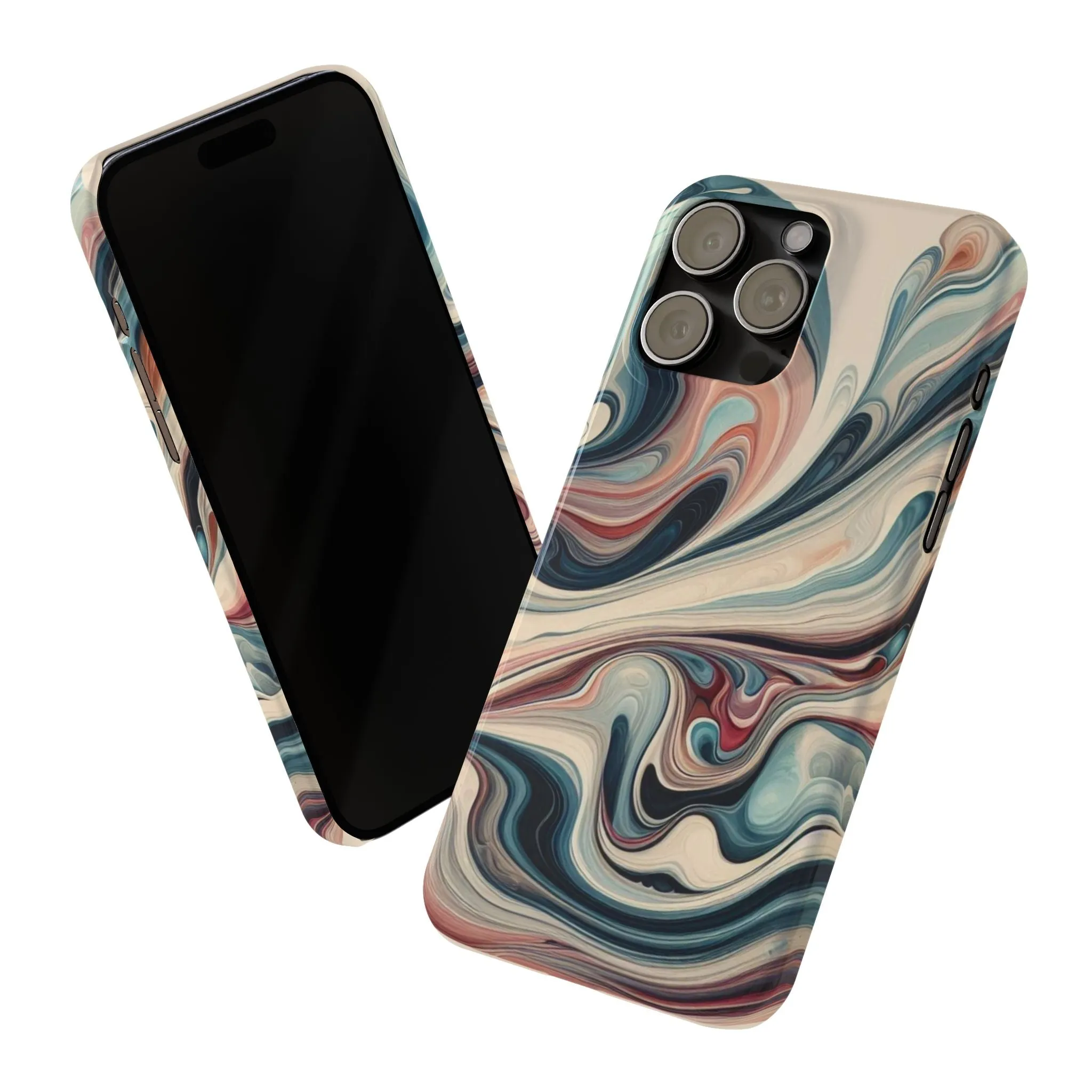 Marbling art in pastel tones Slim Phone Cases