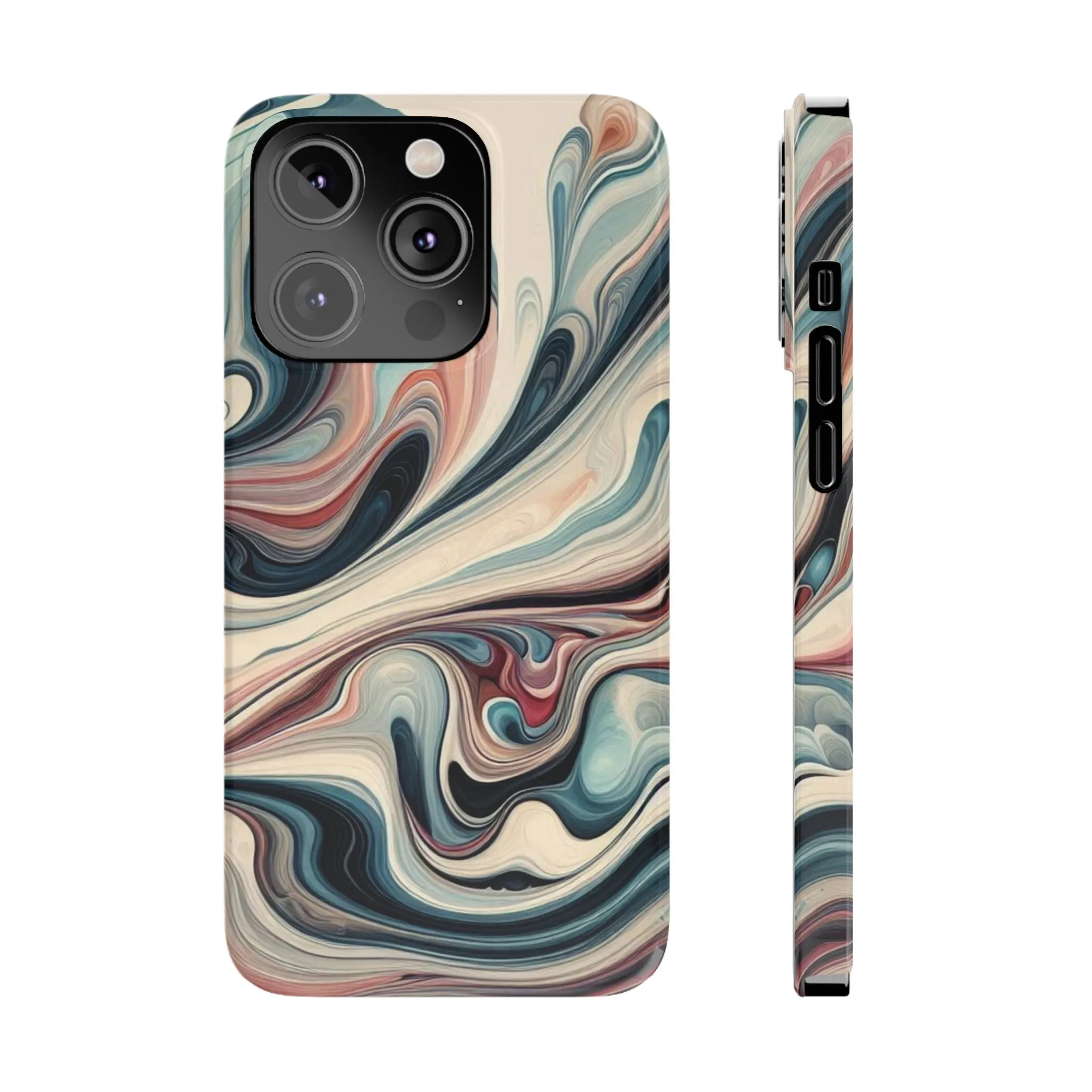 Marbling art in pastel tones Slim Phone Cases