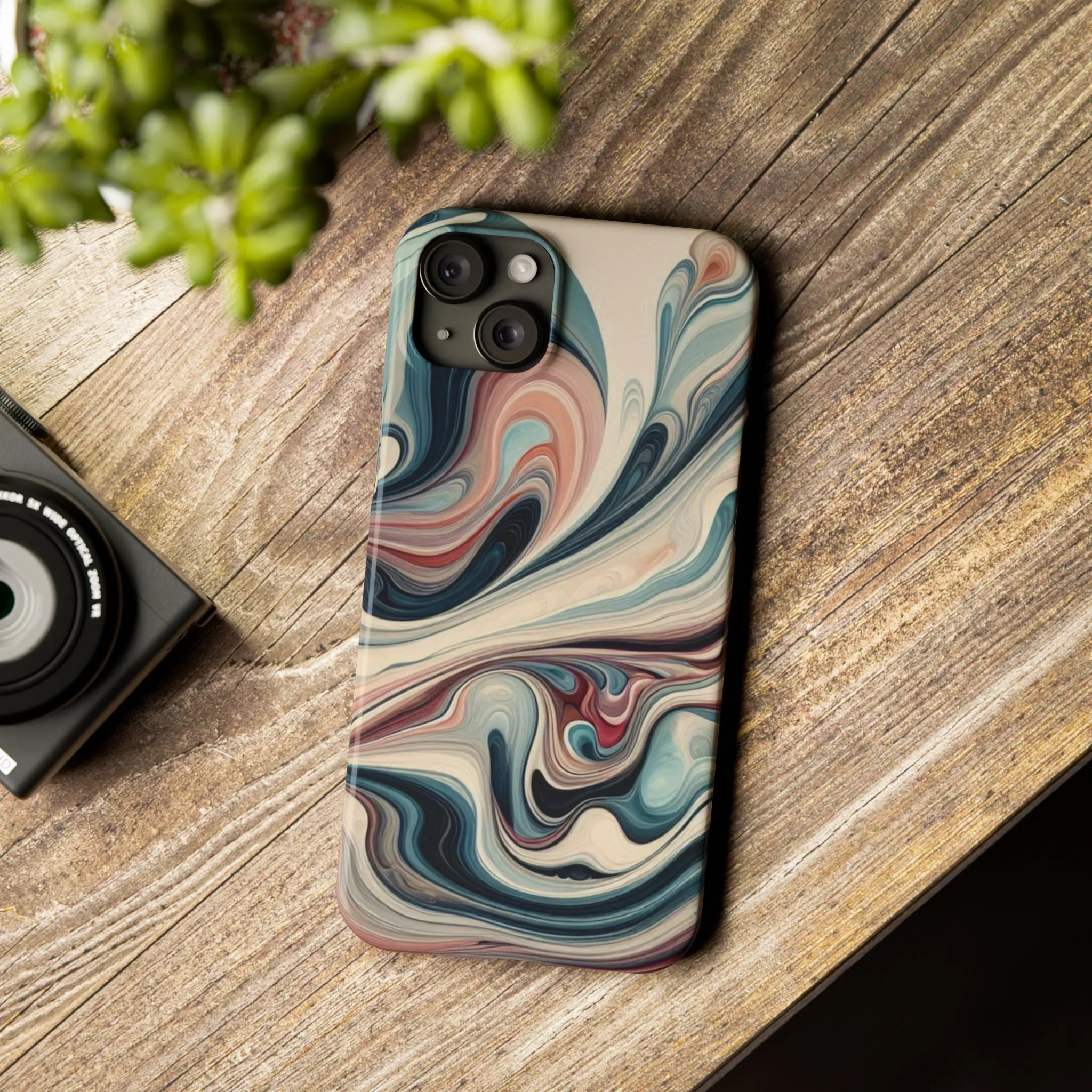 Marbling art in pastel tones Slim Phone Cases