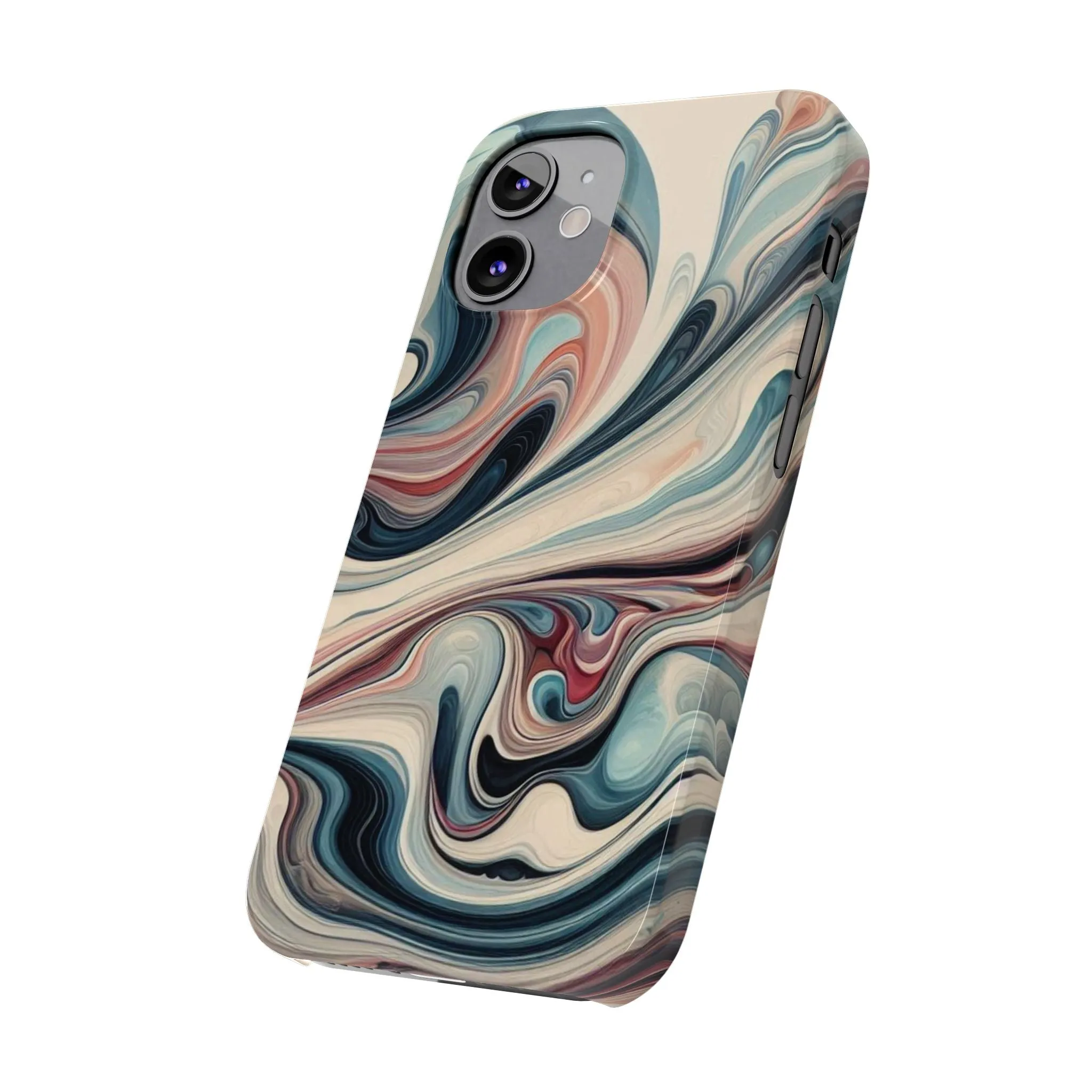 Marbling art in pastel tones Slim Phone Cases