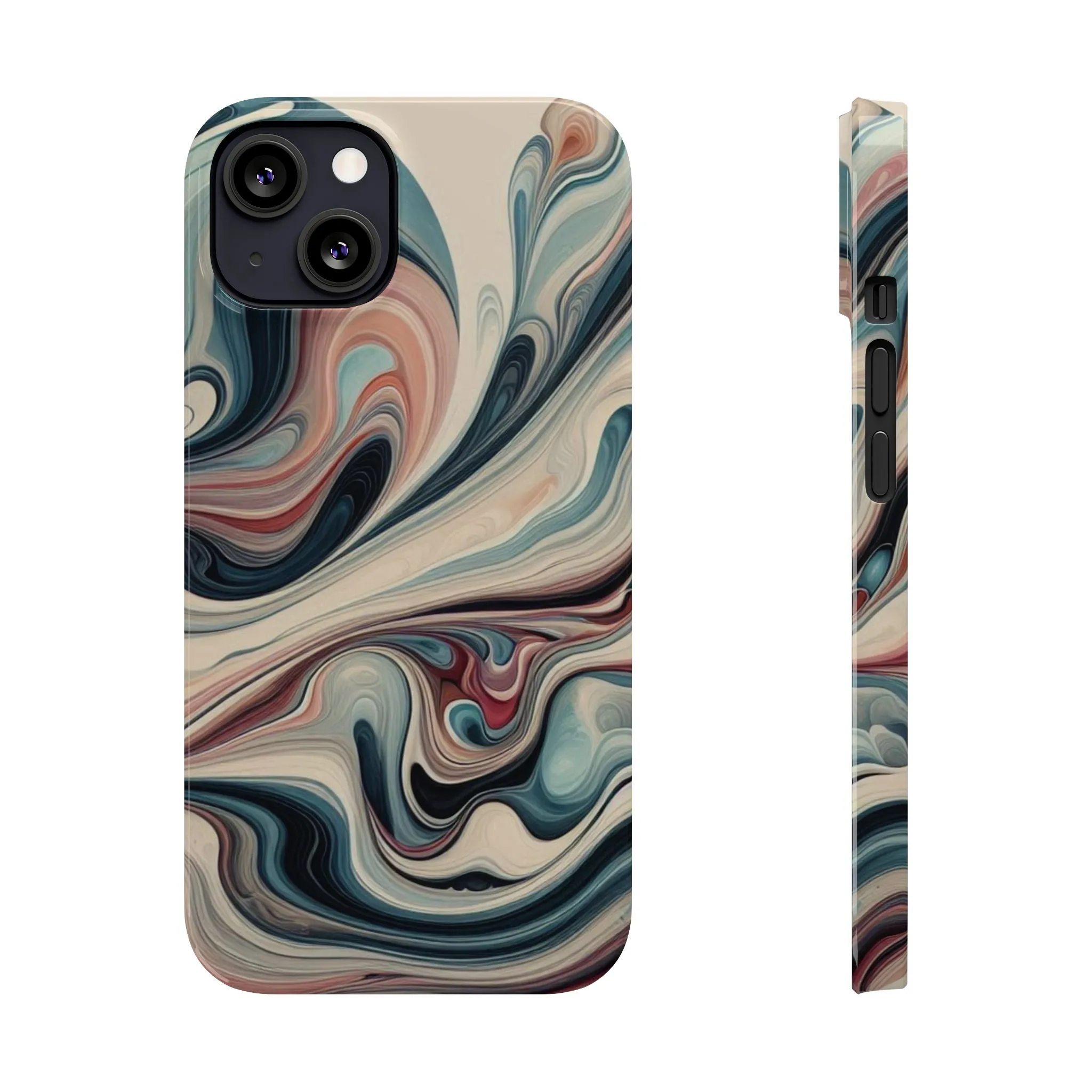 Marbling art in pastel tones Slim Phone Cases