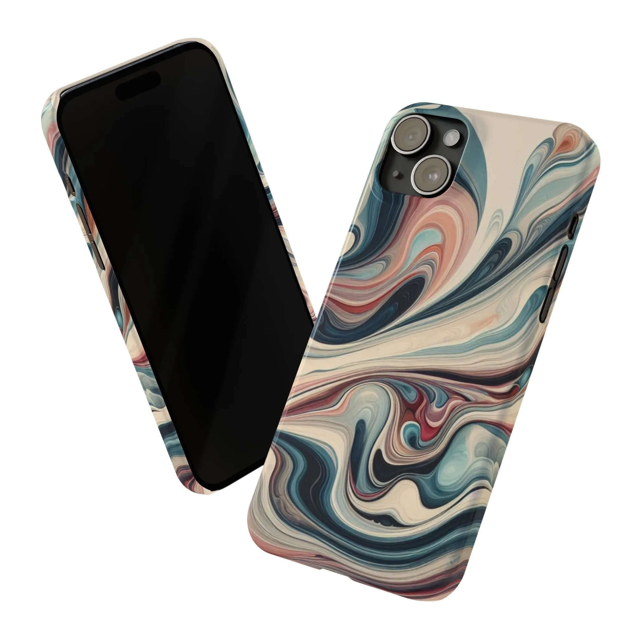 Marbling art in pastel tones Slim Phone Cases