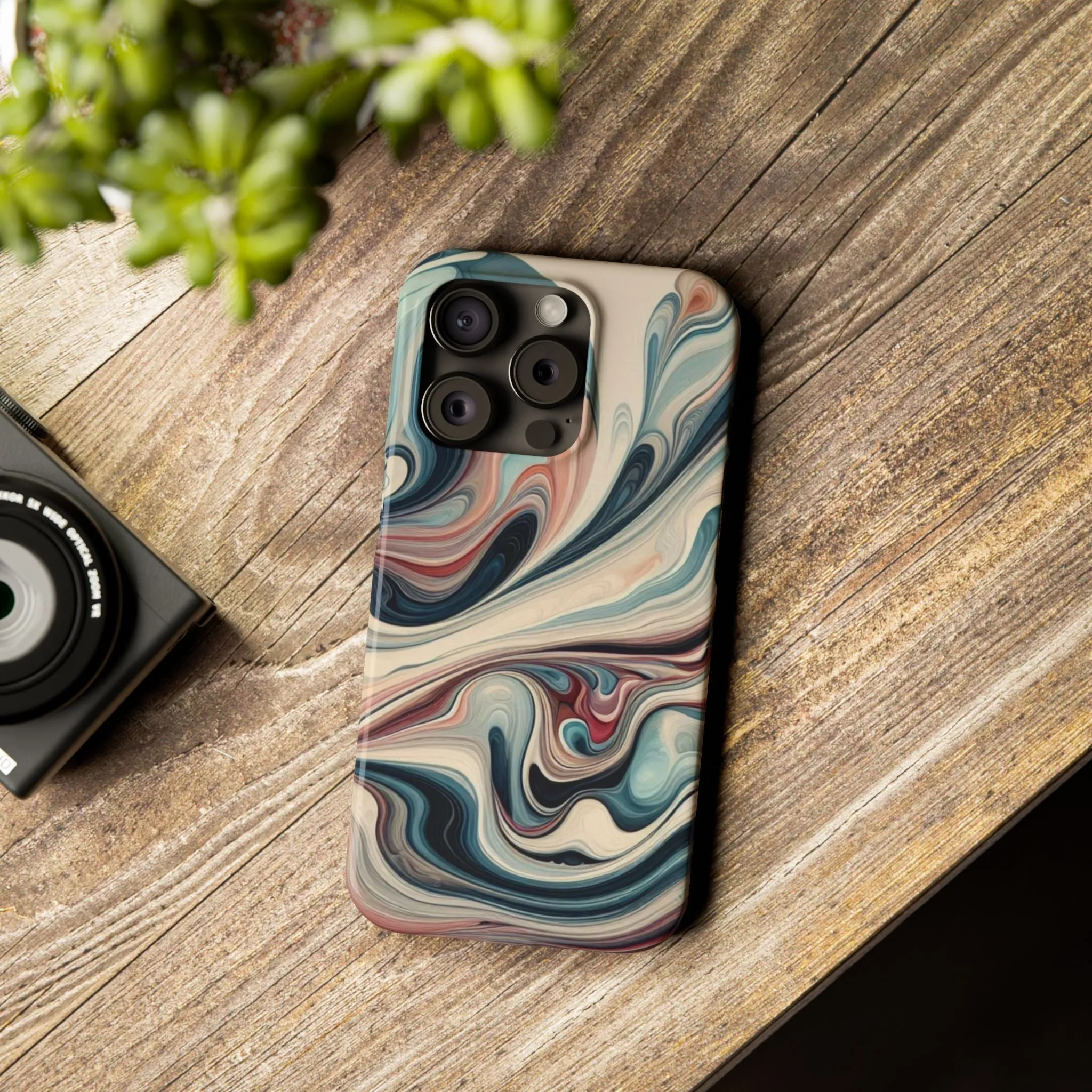 Marbling art in pastel tones Slim Phone Cases