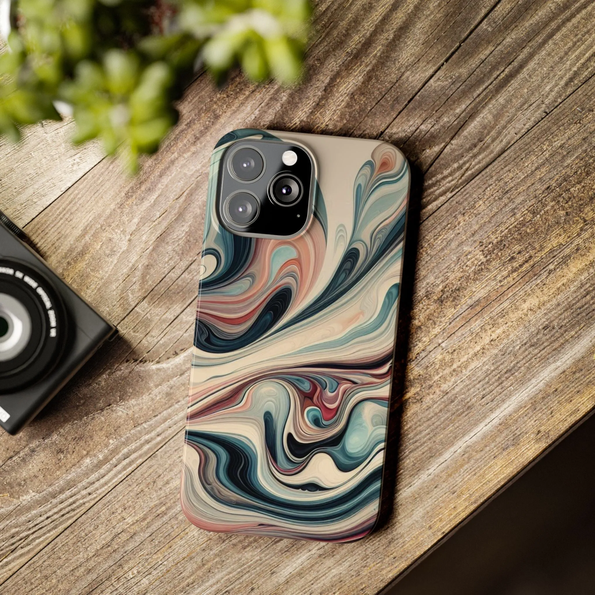 Marbling art in pastel tones Slim Phone Cases