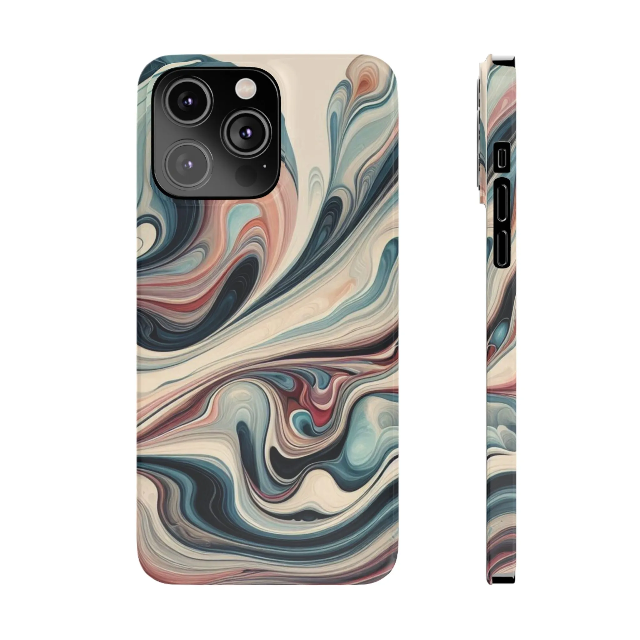 Marbling art in pastel tones Slim Phone Cases