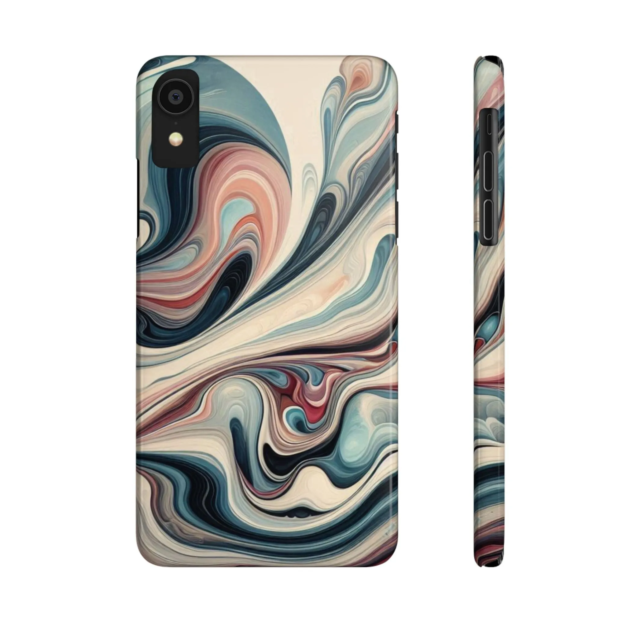 Marbling art in pastel tones Slim Phone Cases