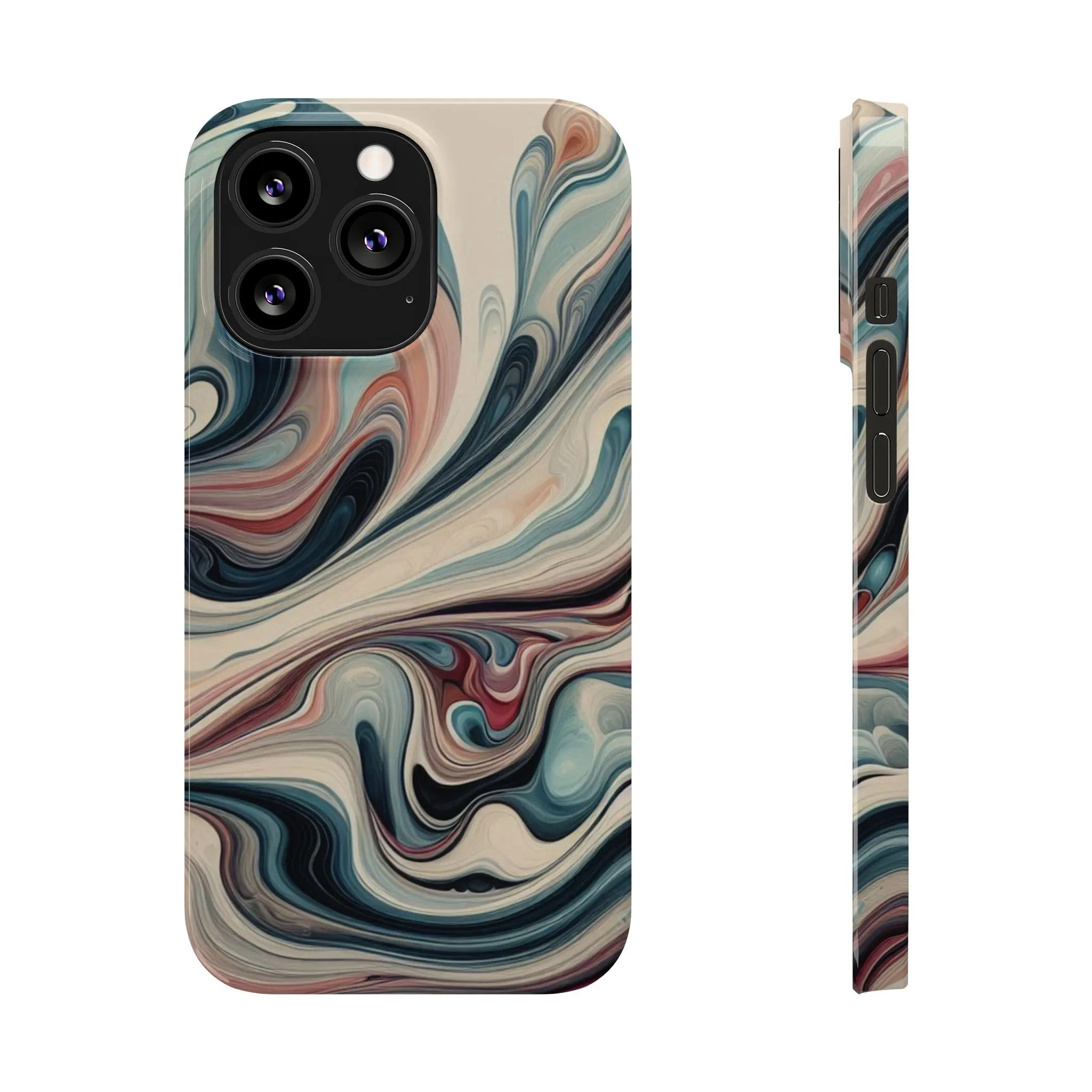 Marbling art in pastel tones Slim Phone Cases