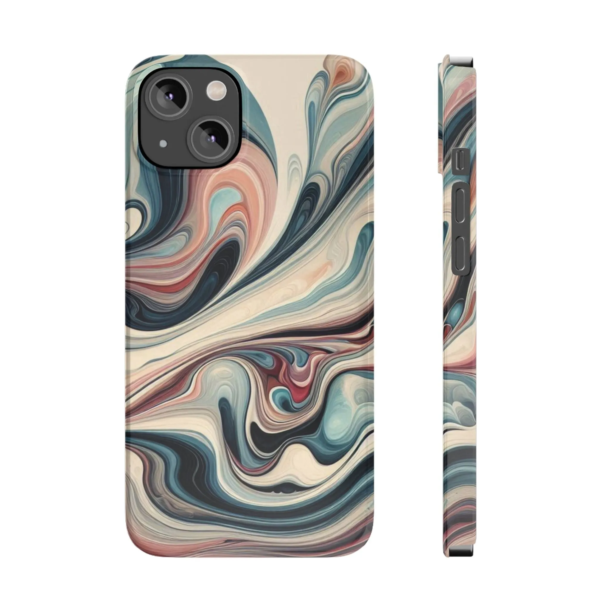 Marbling art in pastel tones Slim Phone Cases