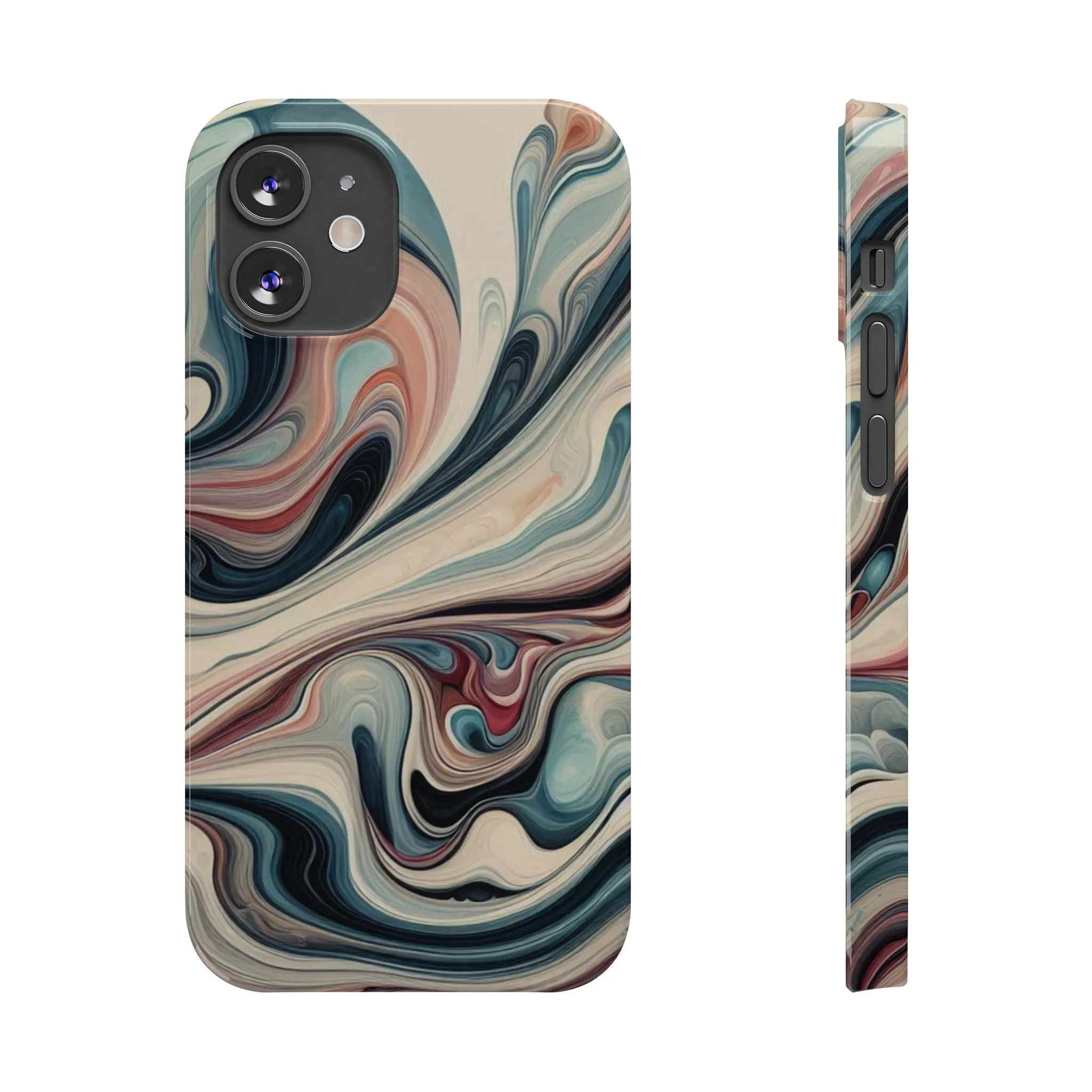 Marbling art in pastel tones Slim Phone Cases