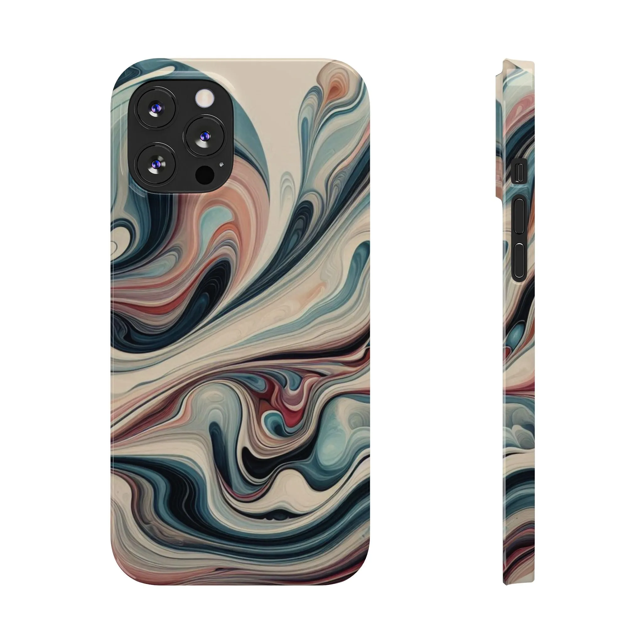 Marbling art in pastel tones Slim Phone Cases