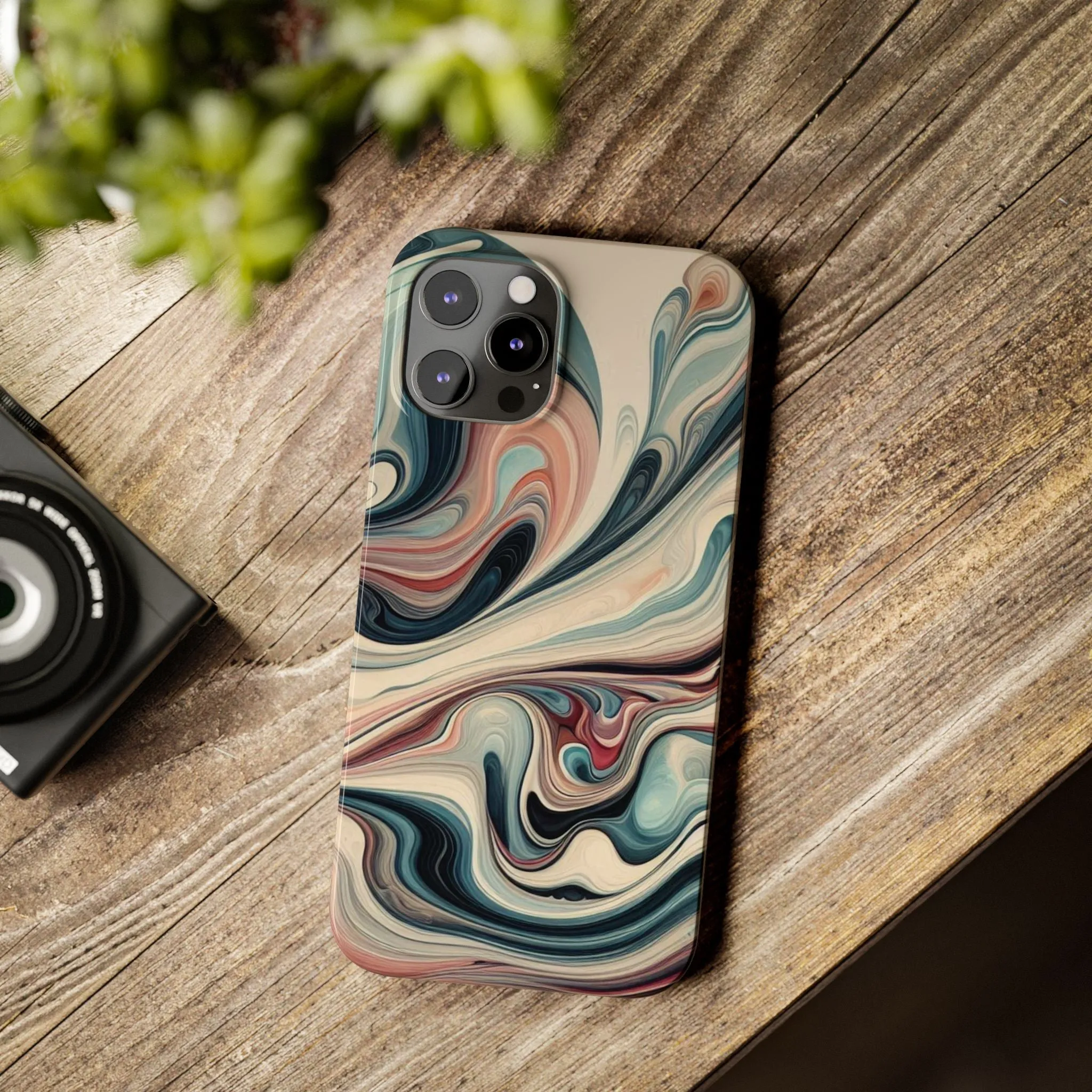 Marbling art in pastel tones Slim Phone Cases