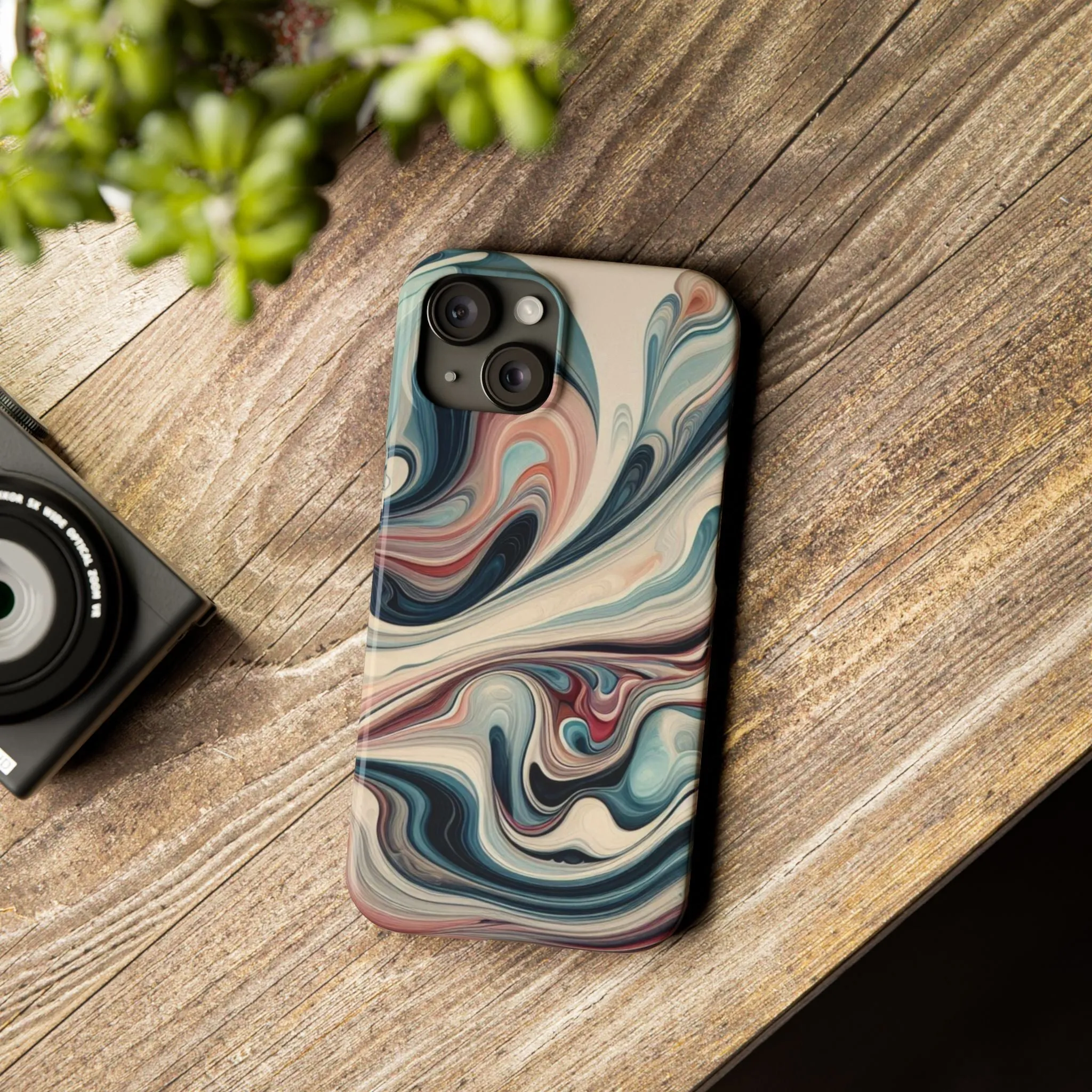 Marbling art in pastel tones Slim Phone Cases