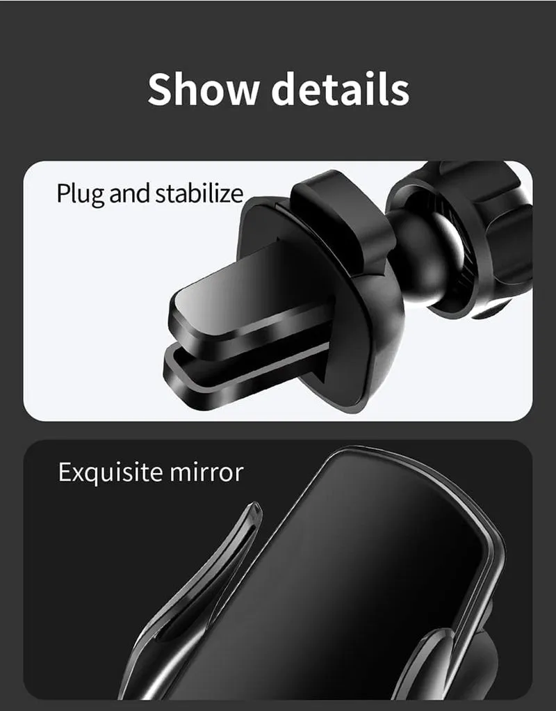 MEIMFY Wireless Car Charger Mount,Auto Clamping Air Vent Phone Holder for Car,New Upgraded Model,10W 15W Qi Fast Charging/Magnetic DC Charging for All Mobile Phones,Iphone,Samsung,Pixel