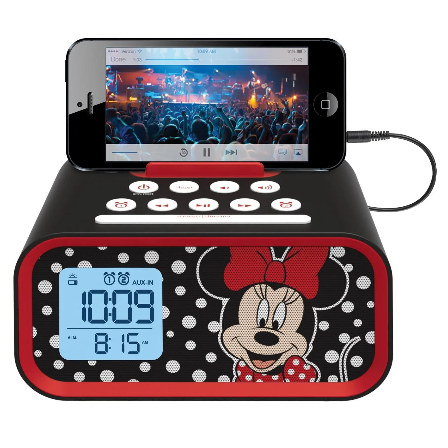 Minnie  Mouse Line In USb Alarm Clock