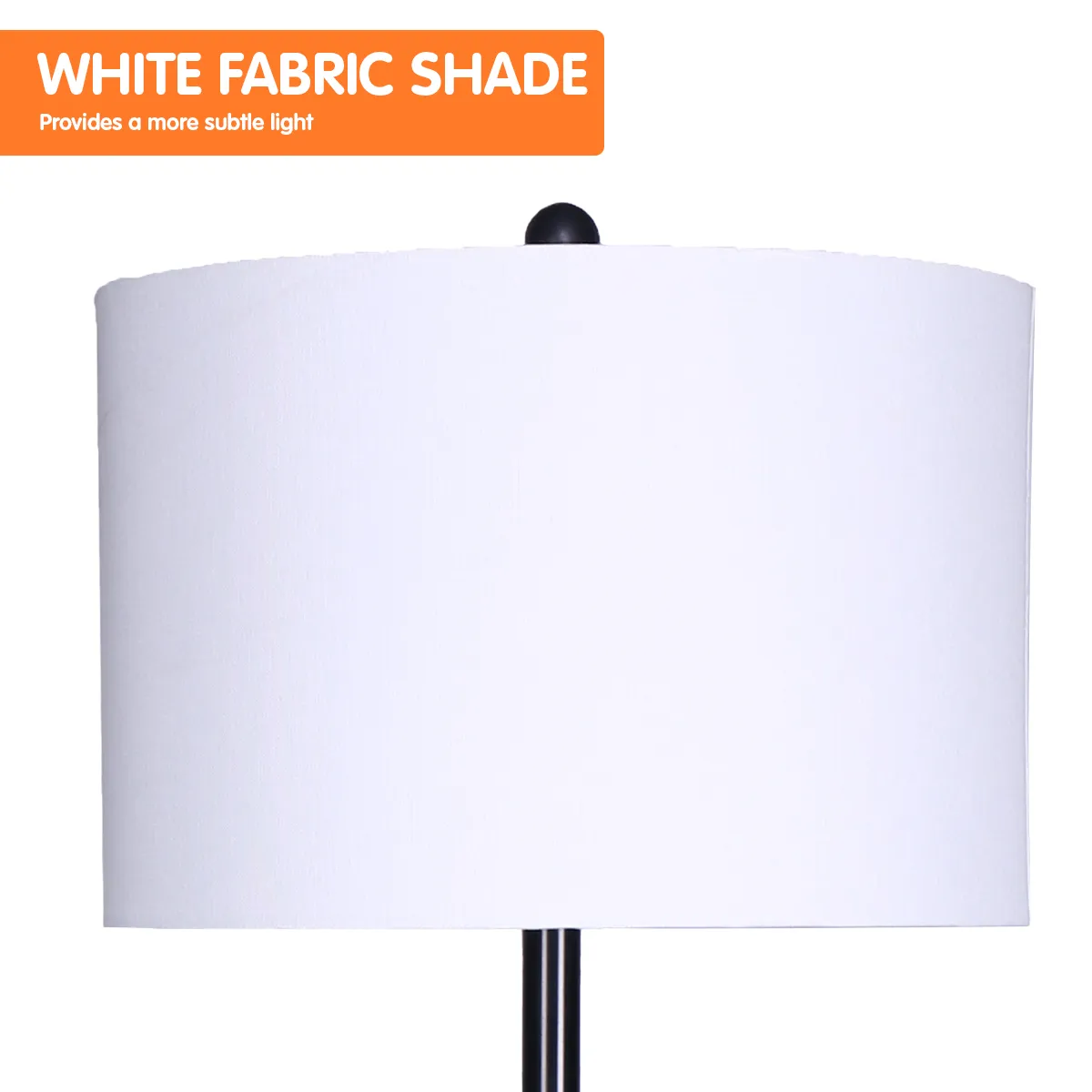 Modern Shelf Floor Lamp w/ Marble-Effect Shelves, White Shade