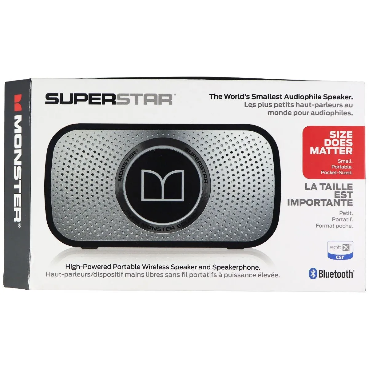 Monster SuperStar Portable Wireless Speaker and Speakerphone Silver and Black