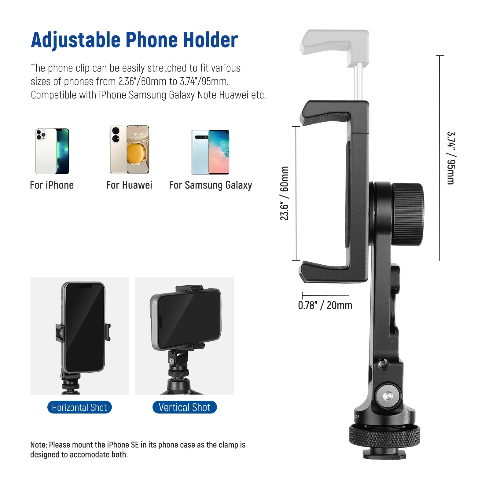 NEEWER Metal Cell Phone Tripod Mount Adapter