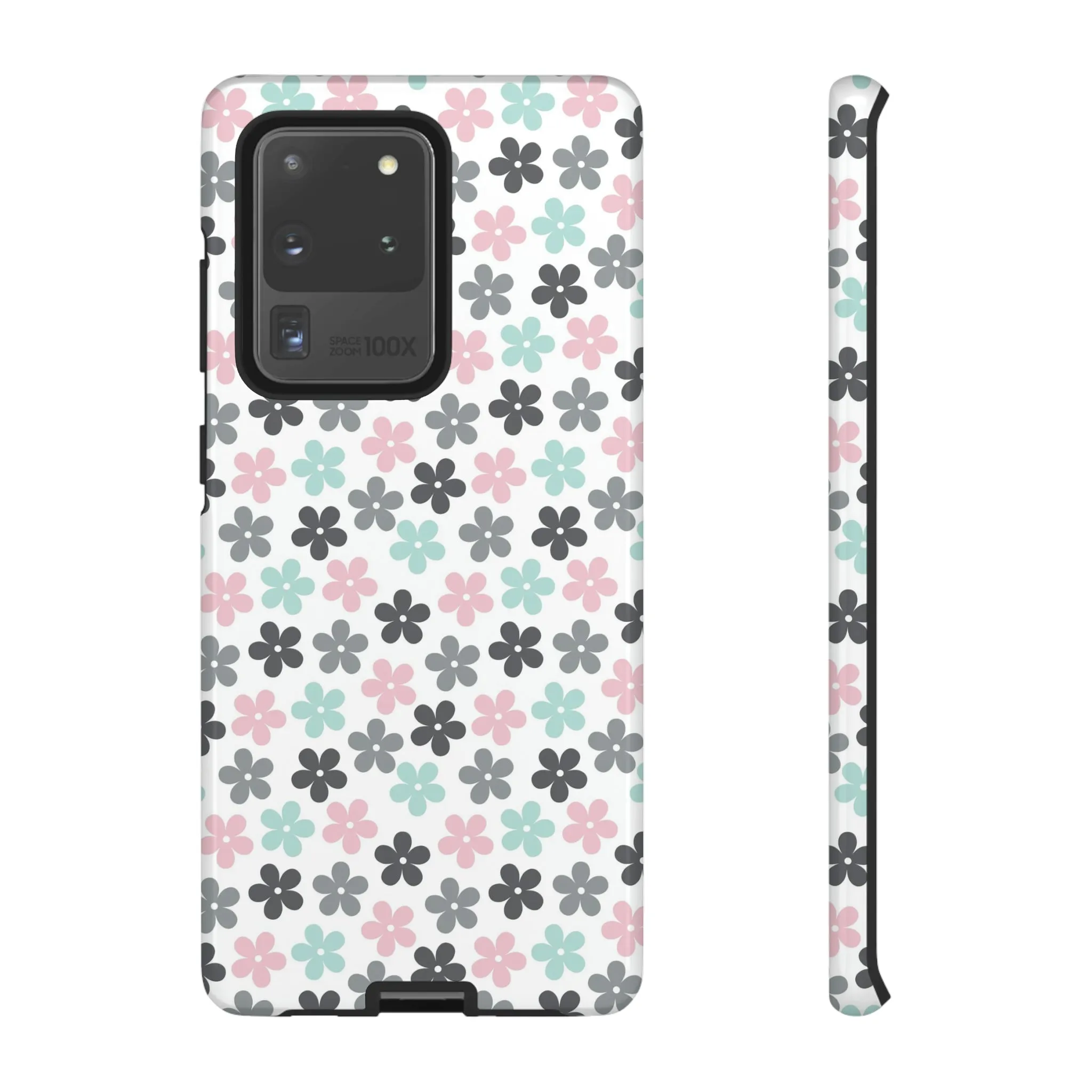 Pastel Groovy Flowers print design Tough Phone Case compatible with a large variety of Samsung models