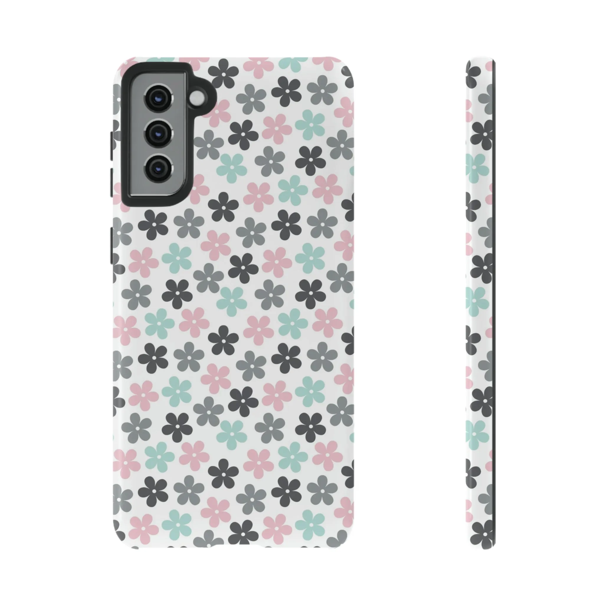 Pastel Groovy Flowers print design Tough Phone Case compatible with a large variety of Samsung models