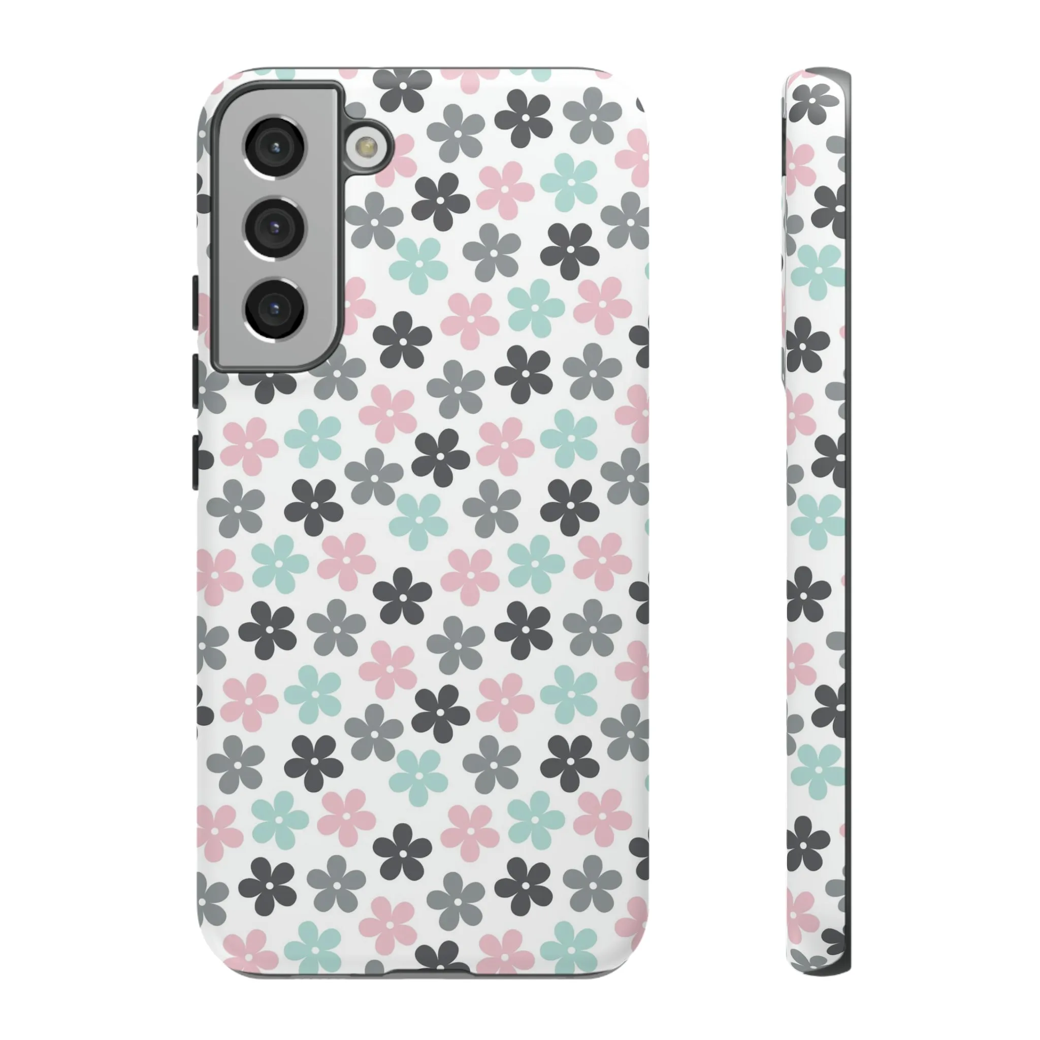 Pastel Groovy Flowers print design Tough Phone Case compatible with a large variety of Samsung models