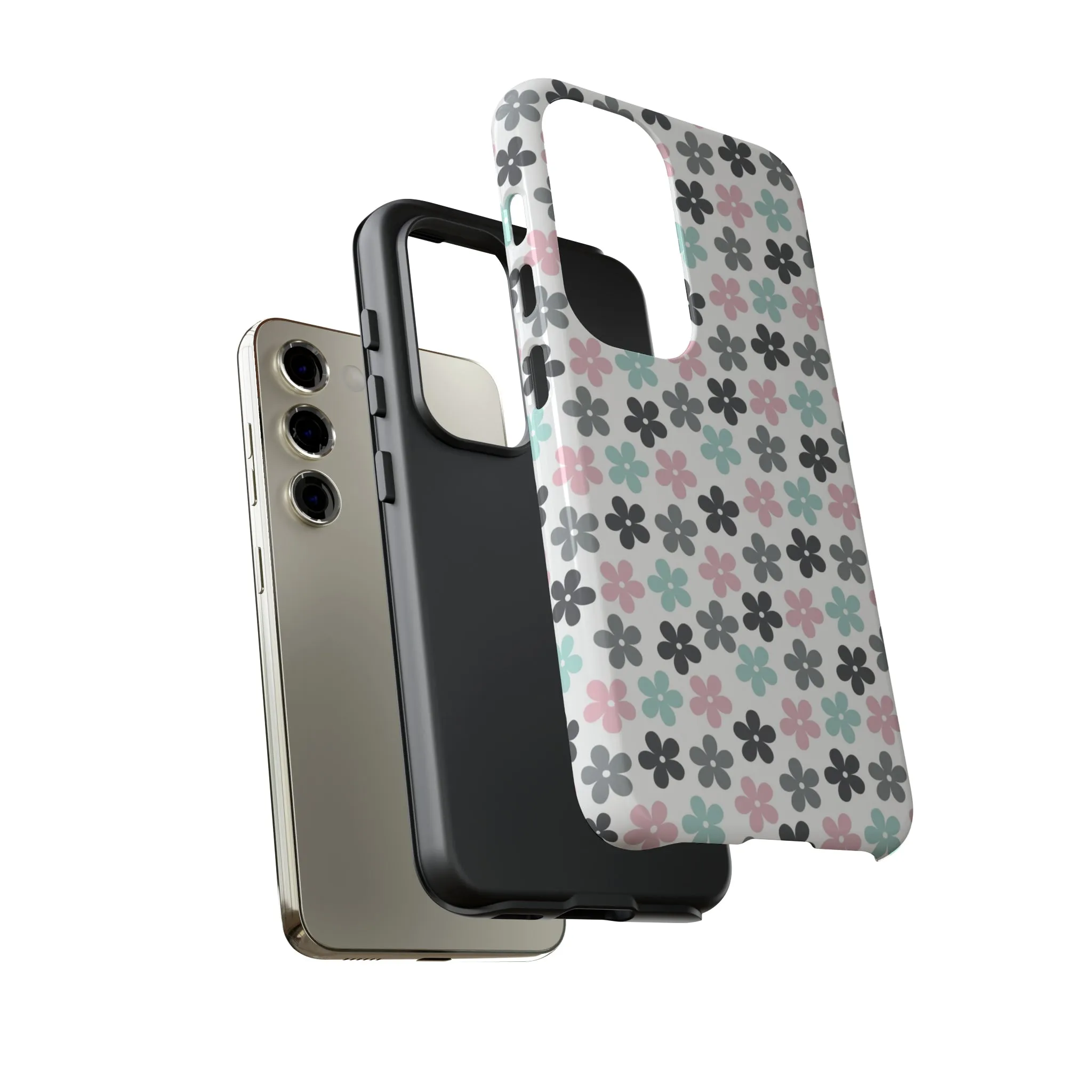 Pastel Groovy Flowers print design Tough Phone Case compatible with a large variety of Samsung models