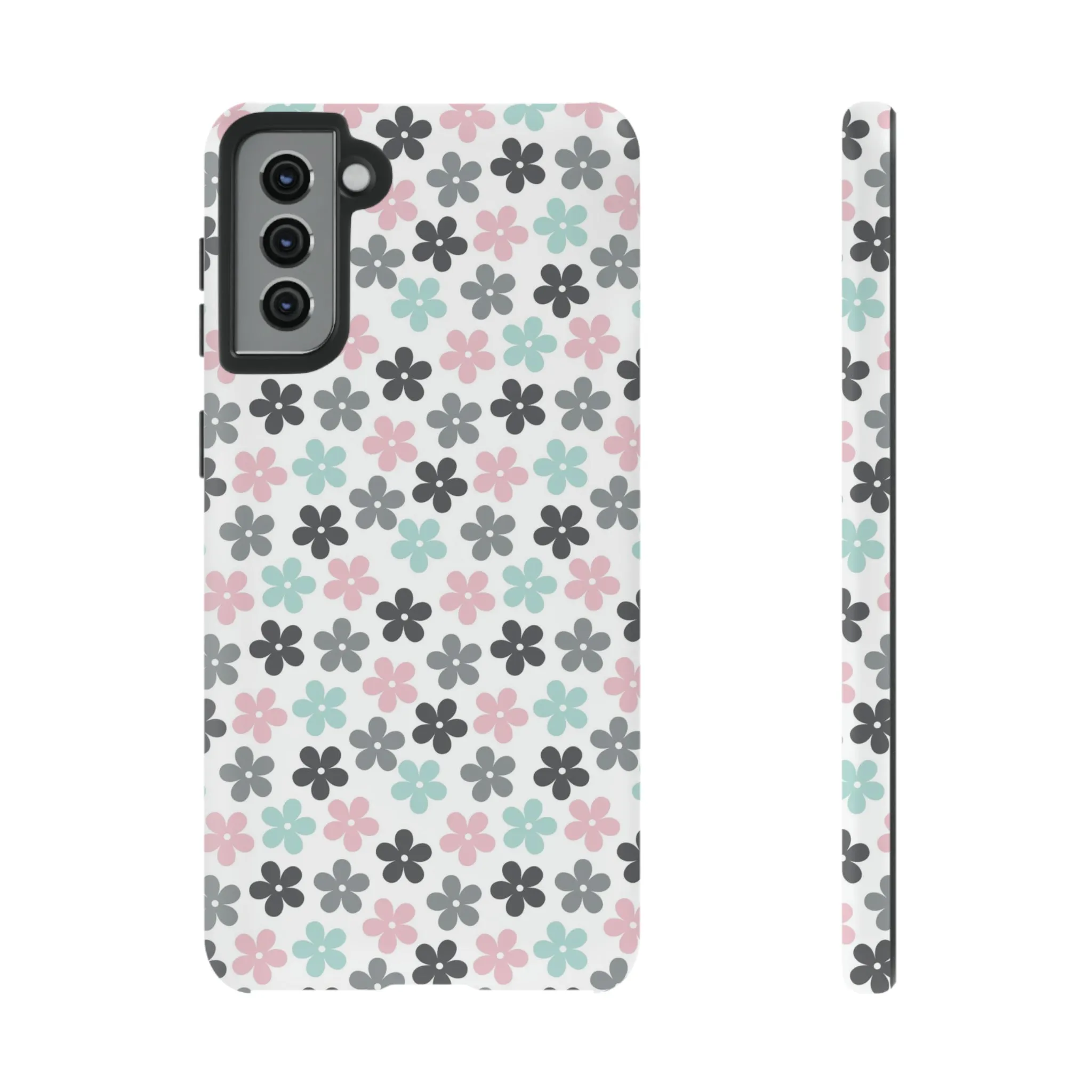 Pastel Groovy Flowers print design Tough Phone Case compatible with a large variety of Samsung models