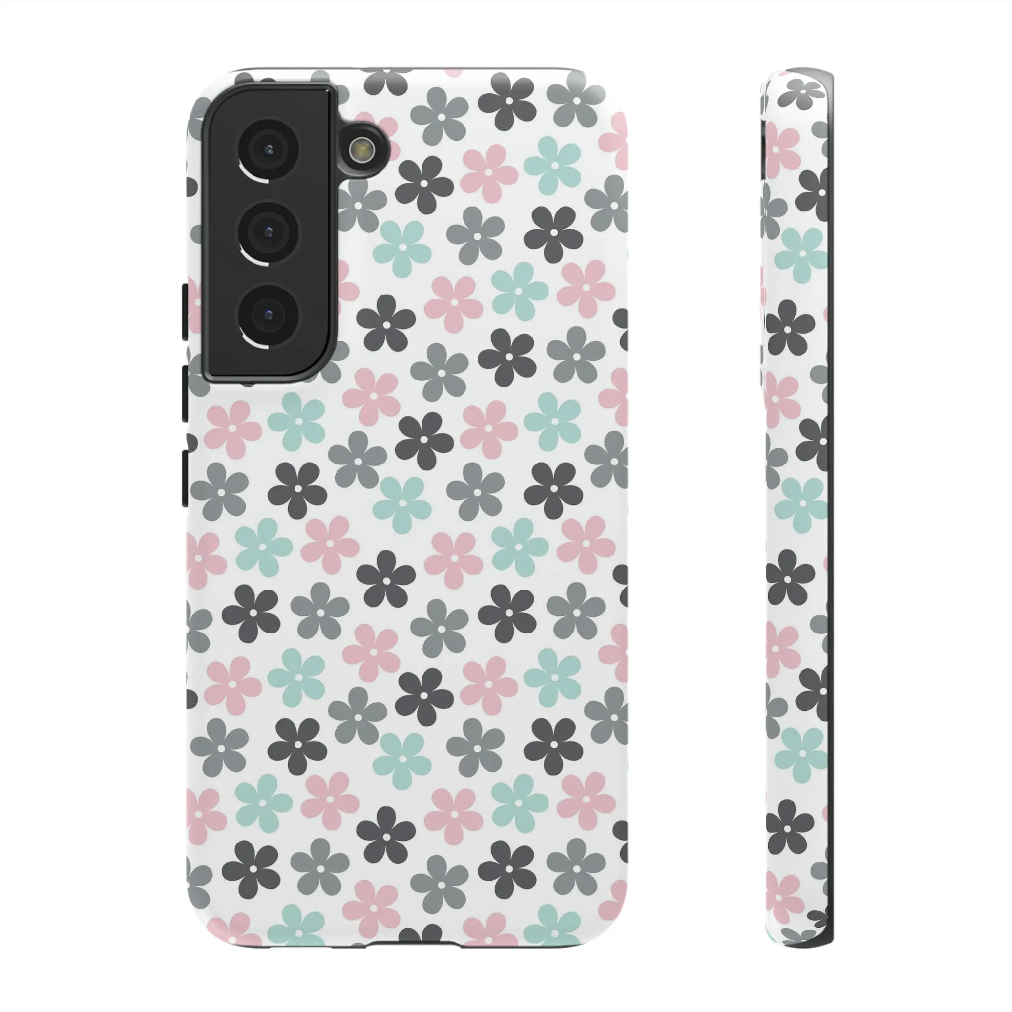 Pastel Groovy Flowers print design Tough Phone Case compatible with a large variety of Samsung models