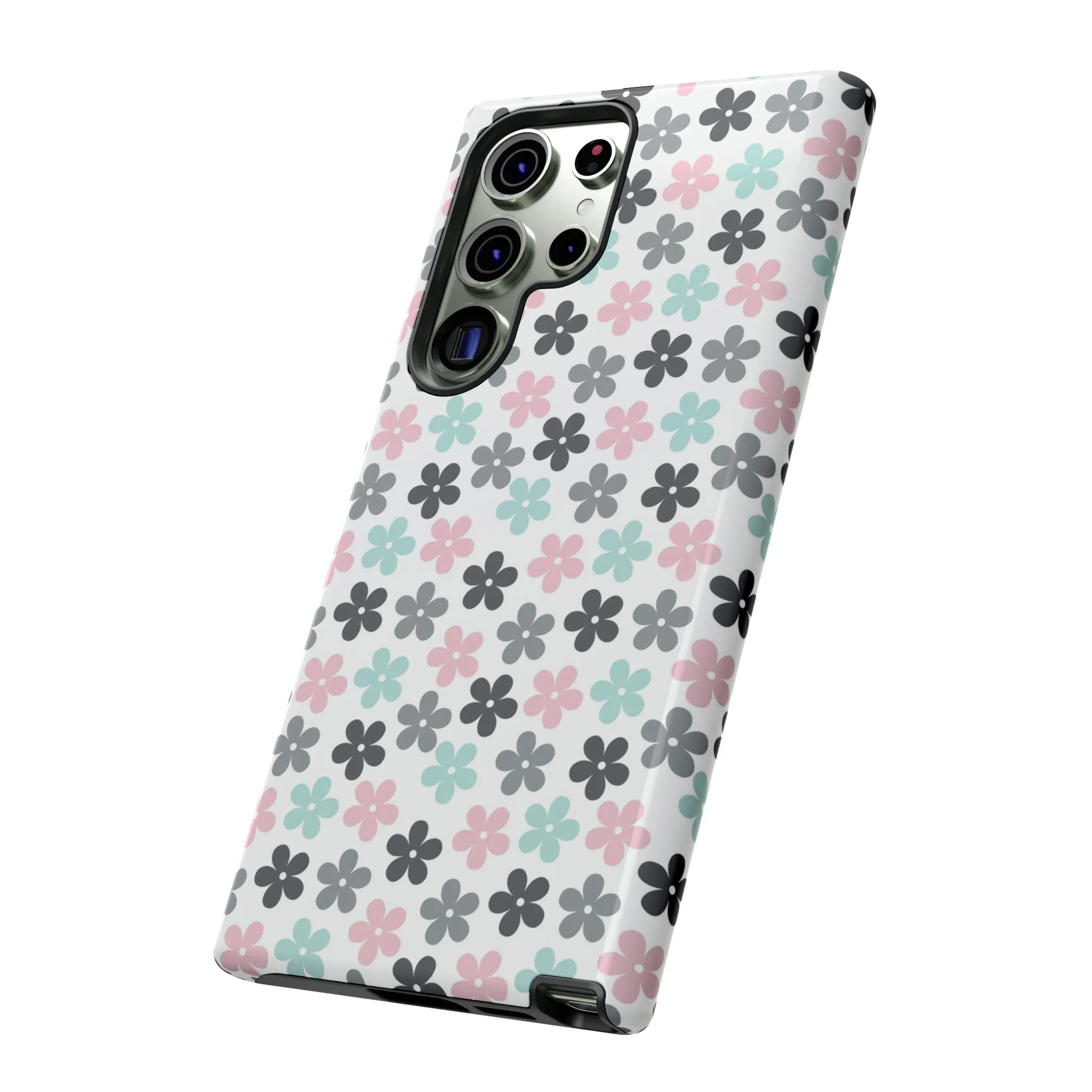 Pastel Groovy Flowers print design Tough Phone Case compatible with a large variety of Samsung models