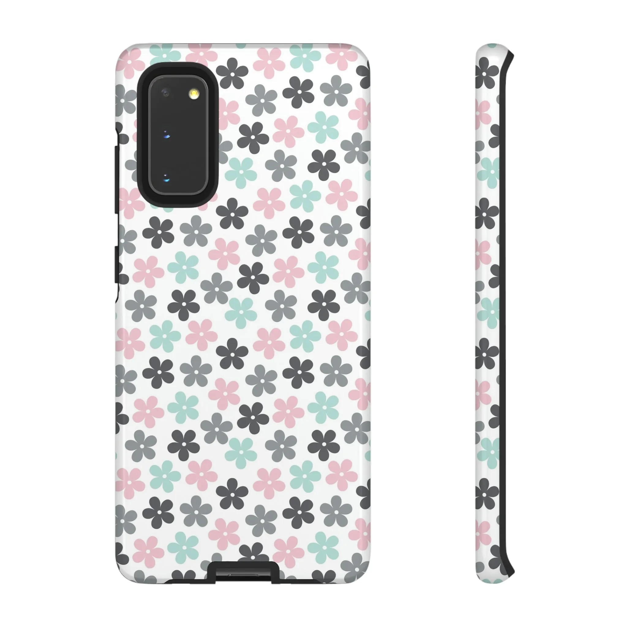 Pastel Groovy Flowers print design Tough Phone Case compatible with a large variety of Samsung models