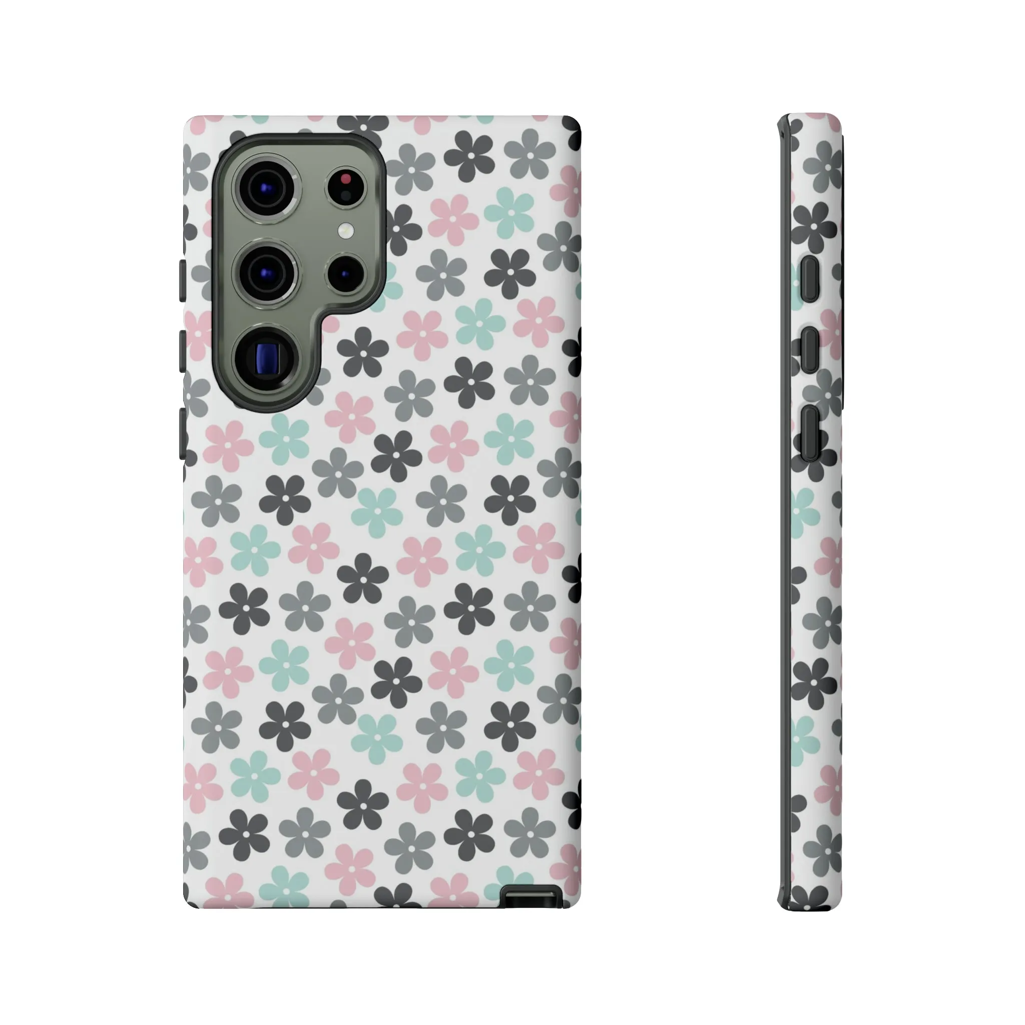 Pastel Groovy Flowers print design Tough Phone Case compatible with a large variety of Samsung models