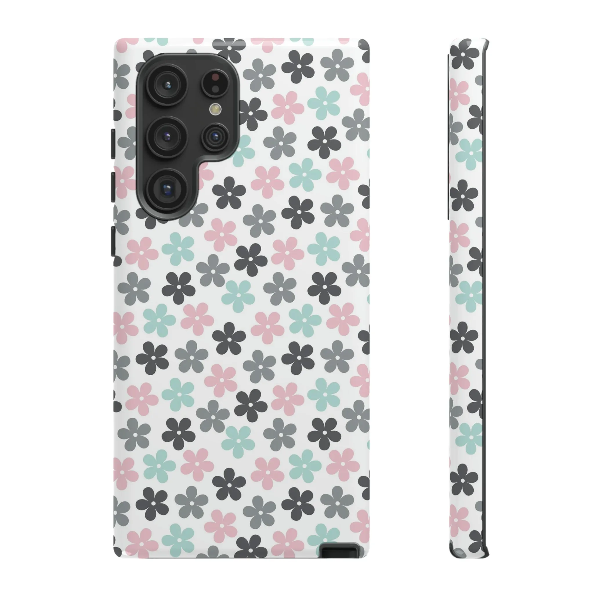 Pastel Groovy Flowers print design Tough Phone Case compatible with a large variety of Samsung models