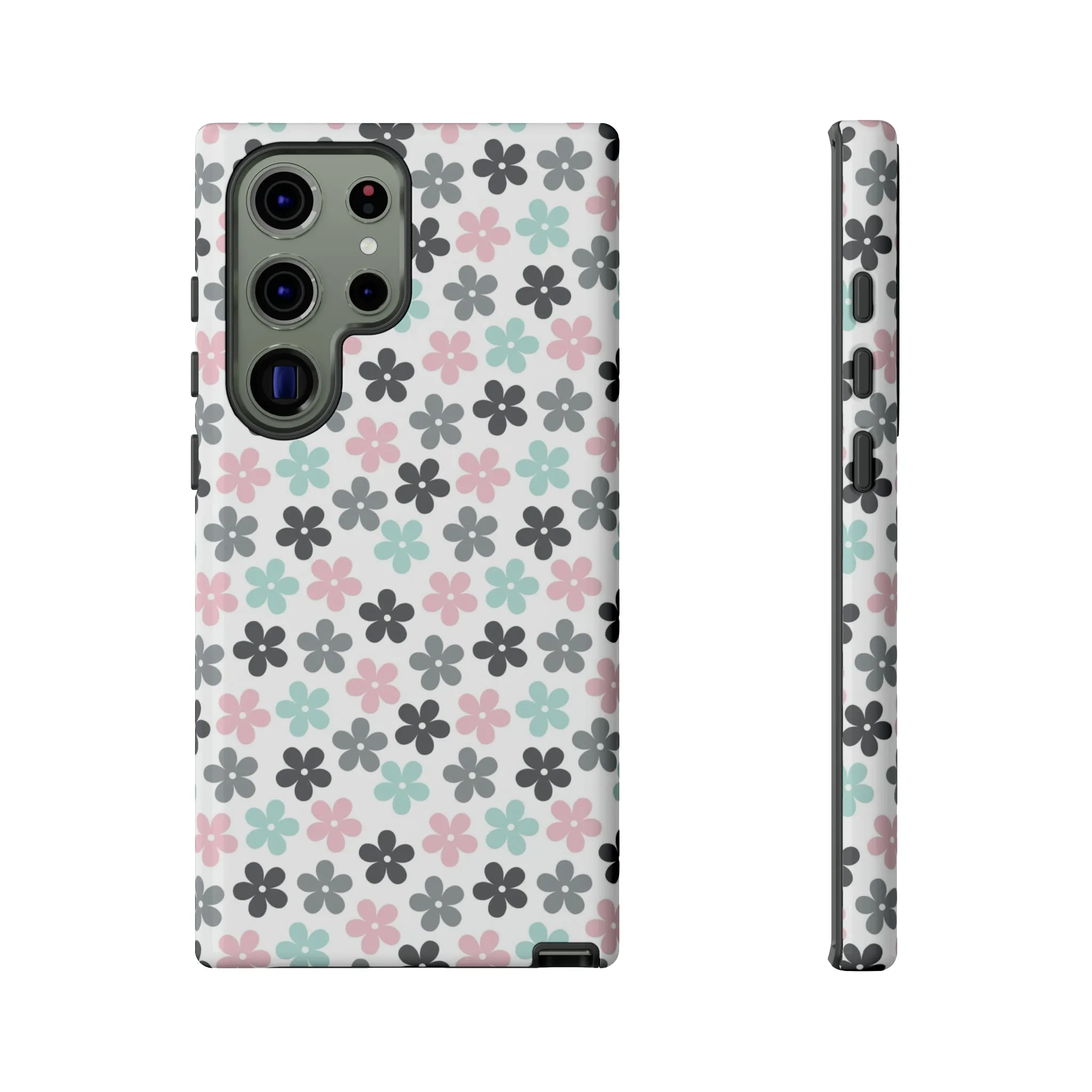 Pastel Groovy Flowers print design Tough Phone Case compatible with a large variety of Samsung models