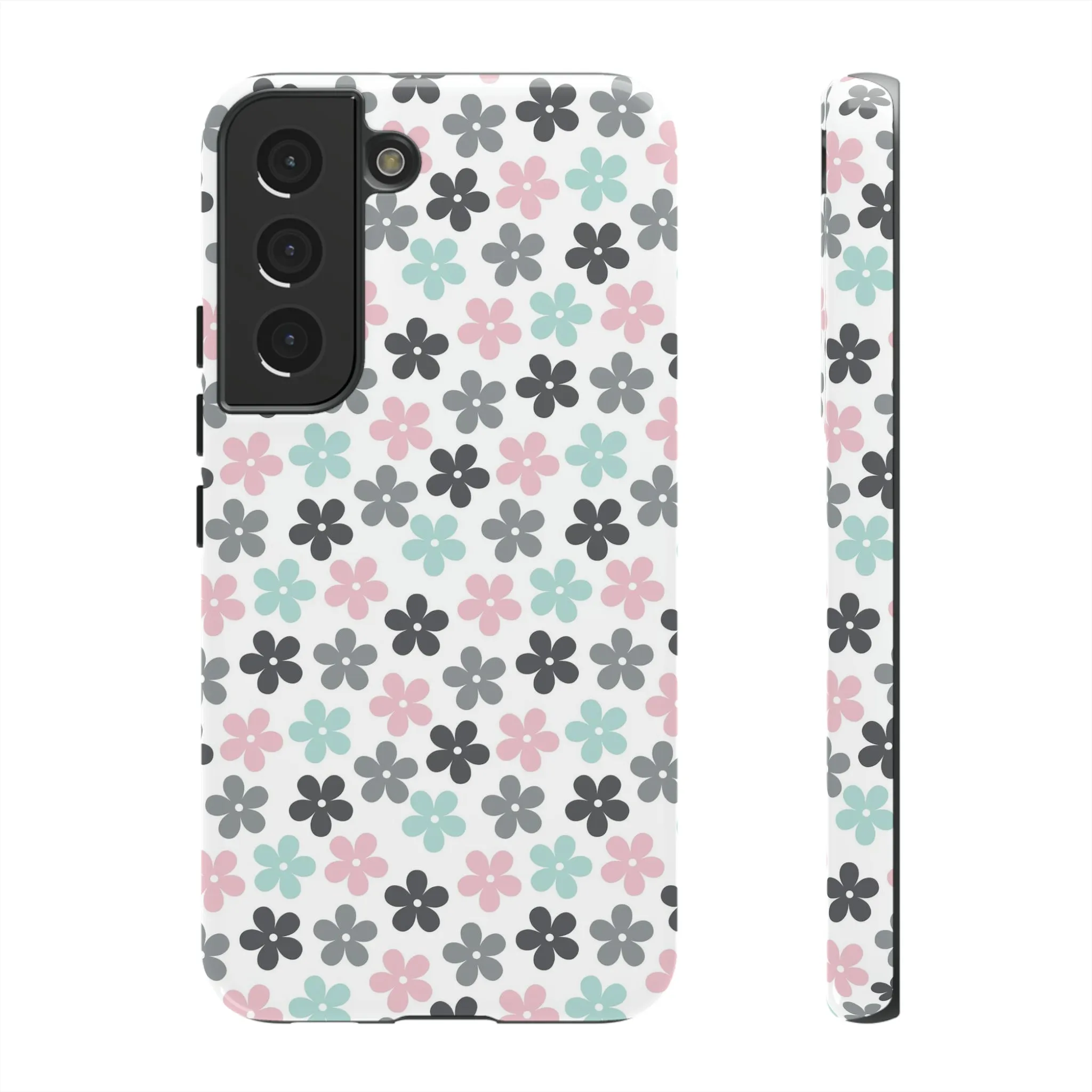 Pastel Groovy Flowers print design Tough Phone Case compatible with a large variety of Samsung models