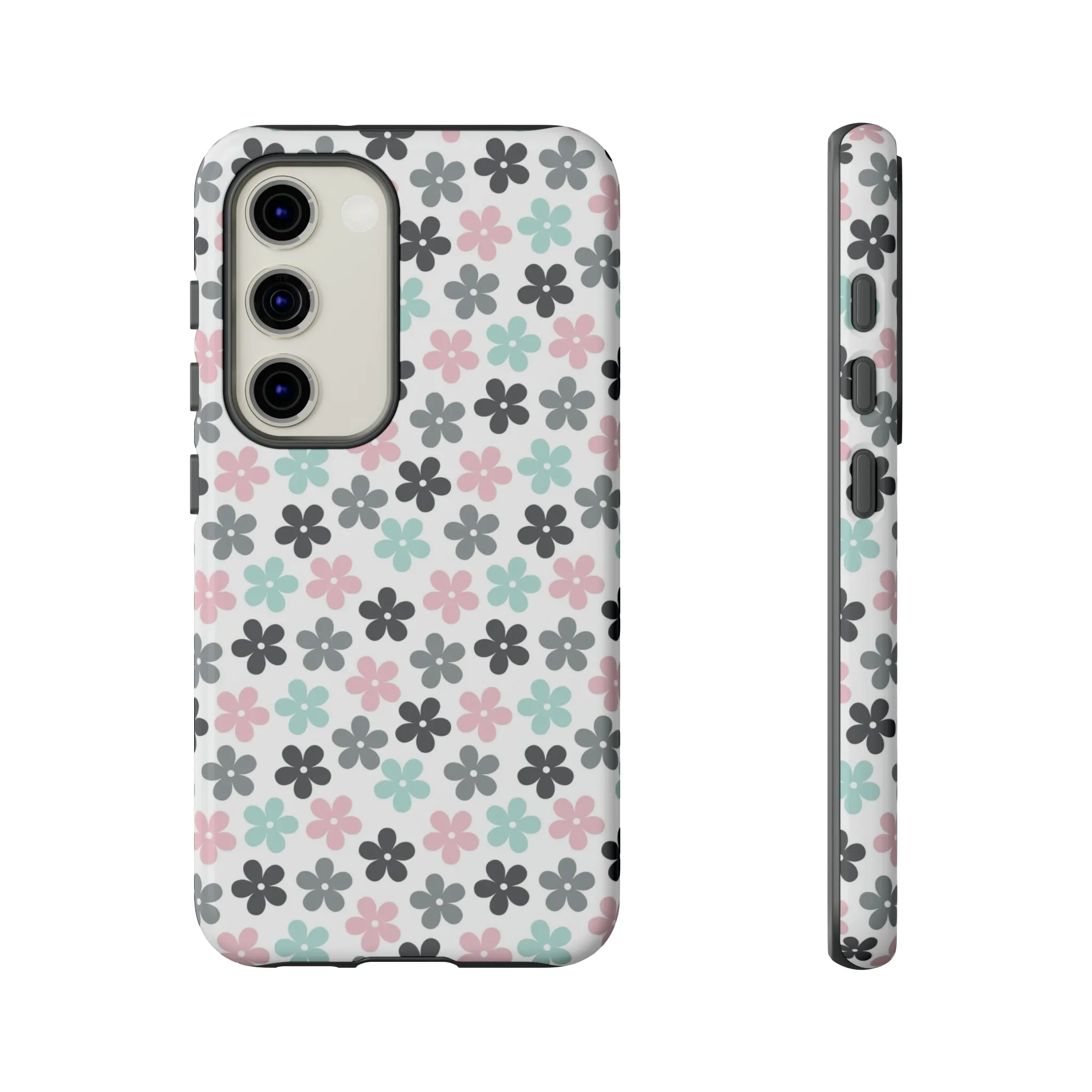 Pastel Groovy Flowers print design Tough Phone Case compatible with a large variety of Samsung models