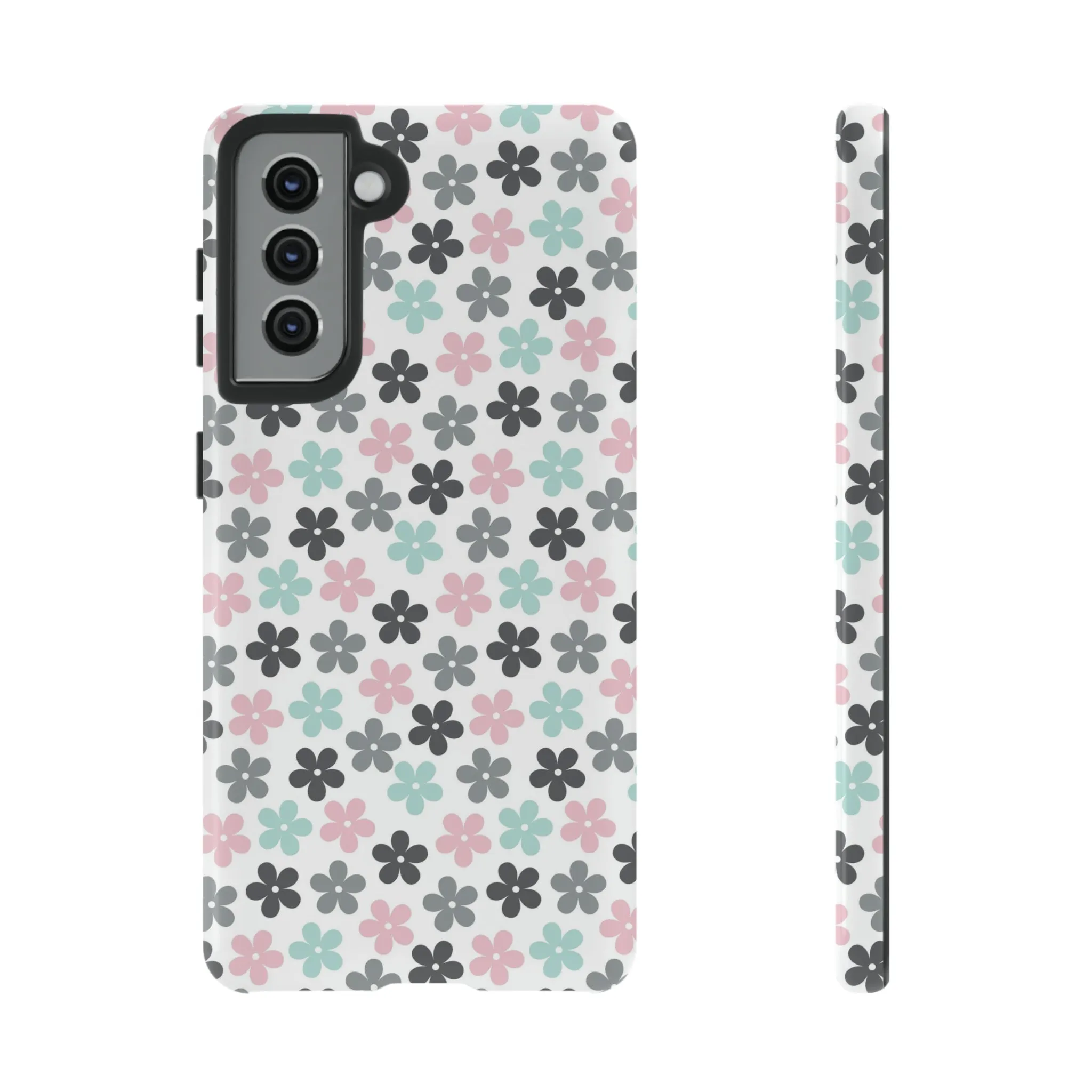 Pastel Groovy Flowers print design Tough Phone Case compatible with a large variety of Samsung models