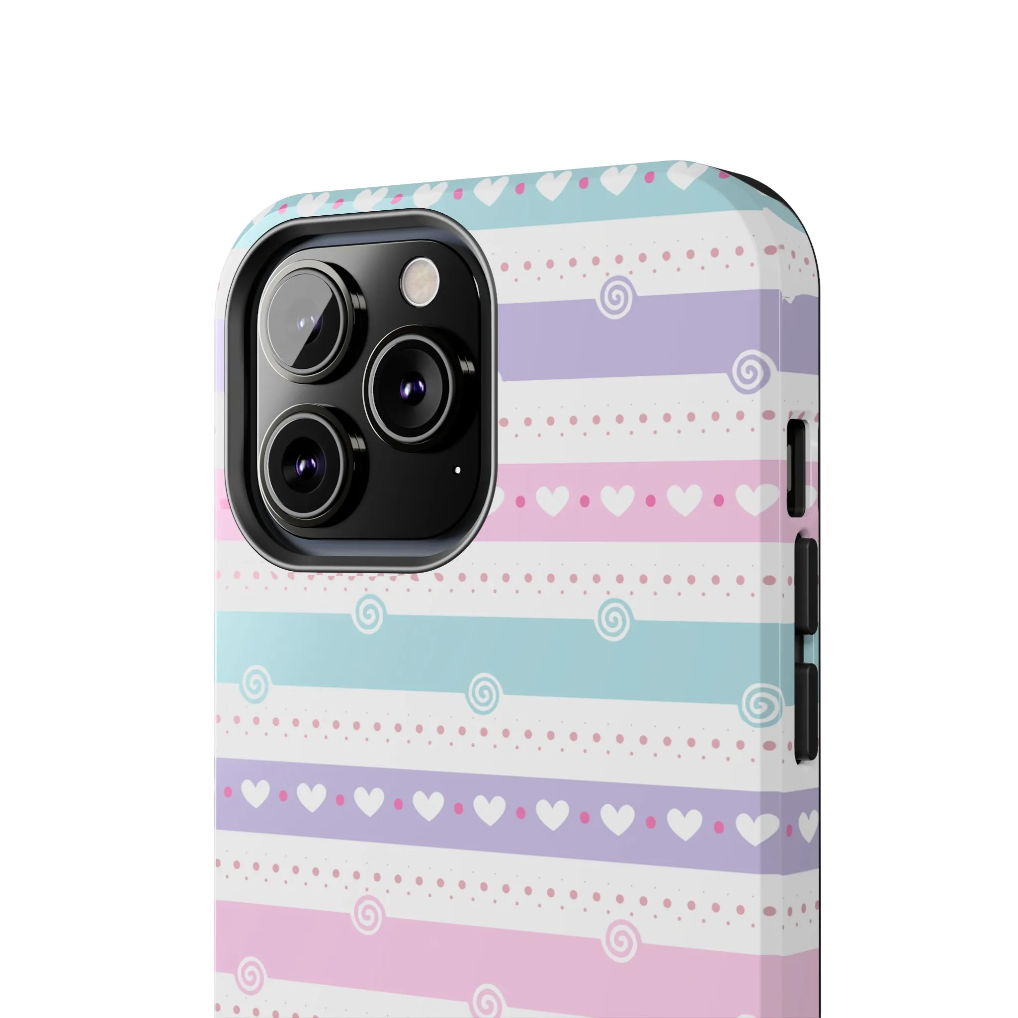 Pastel Stripes and Hearts print design Tough Phone Case compatible with a large variety of iphone models