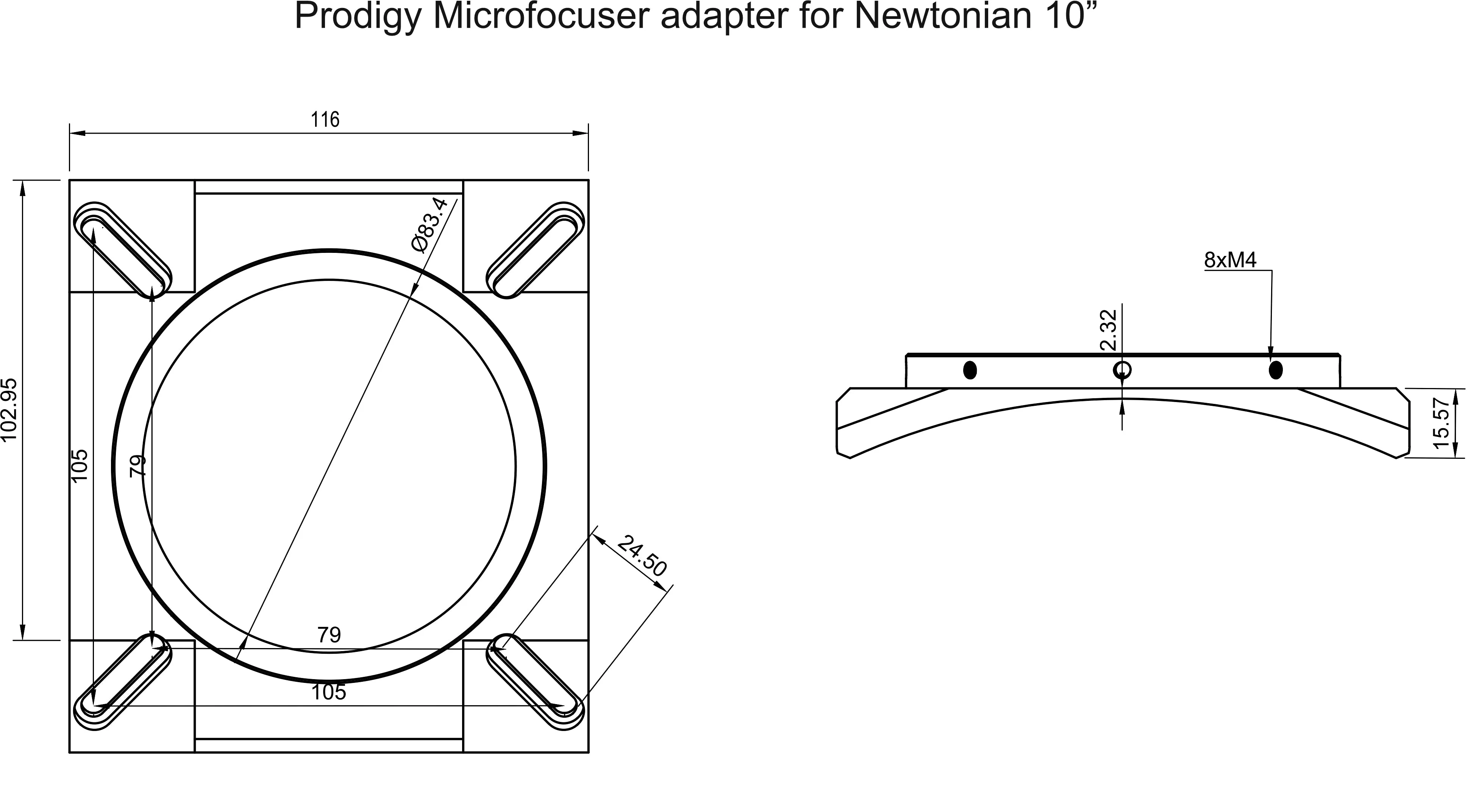 Pegasus Astro Prodigy Microfocuser Telescope Adapter for Newtonian 10-inch