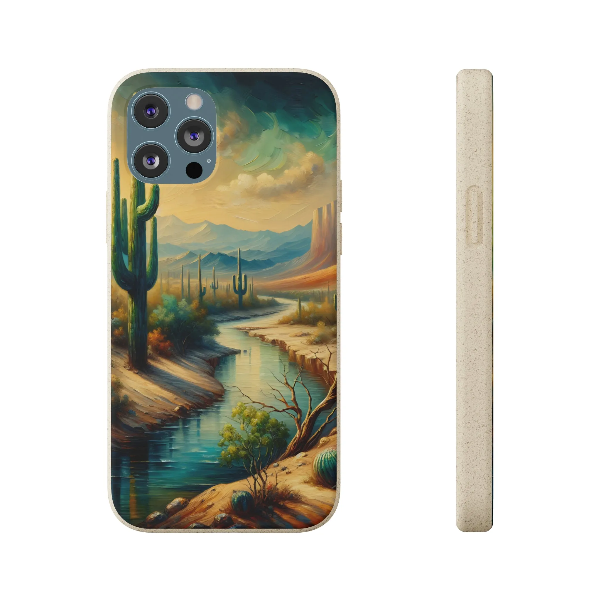 Phone Cases, Scenic River Mountain Desert Scene Midwest, Eco-Friendly, iPhone Samsung, All Models Available, Biodegradable Case