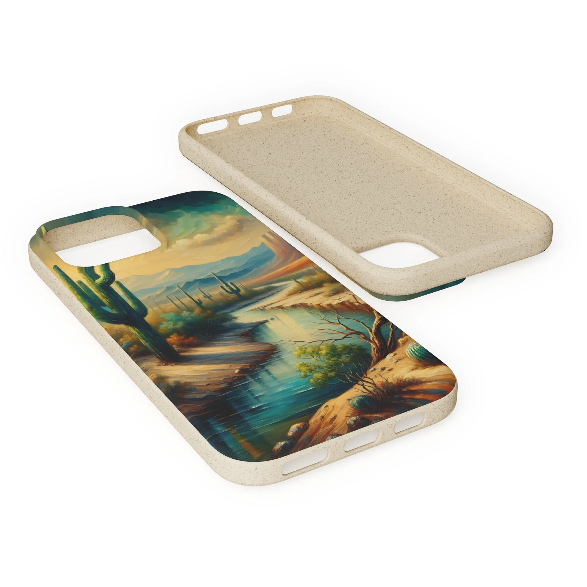 Phone Cases, Scenic River Mountain Desert Scene Midwest, Eco-Friendly, iPhone Samsung, All Models Available, Biodegradable Case