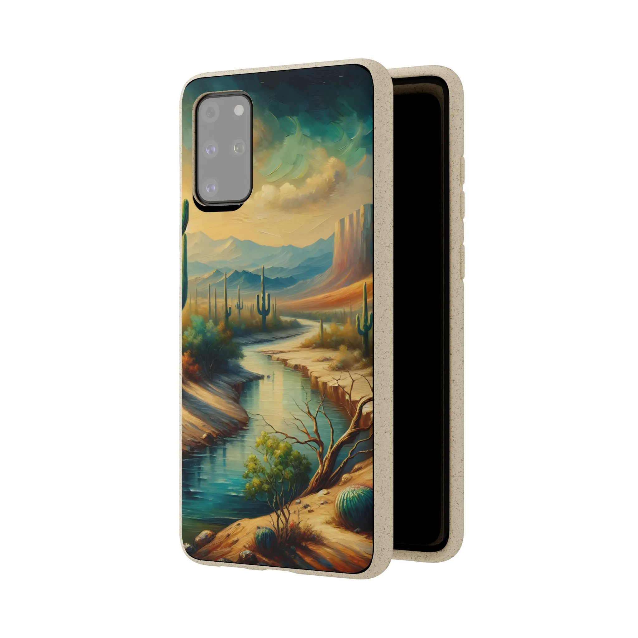 Phone Cases, Scenic River Mountain Desert Scene Midwest, Eco-Friendly, iPhone Samsung, All Models Available, Biodegradable Case