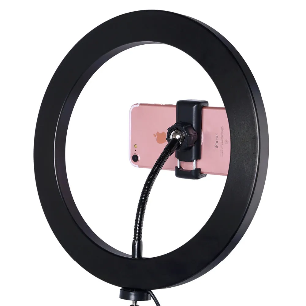 Photography LED Selfie Ring Light 10inch Metal Dimmable Camera Phone Ring Lamp With Stand Tripods For Makeup Video Live Studio