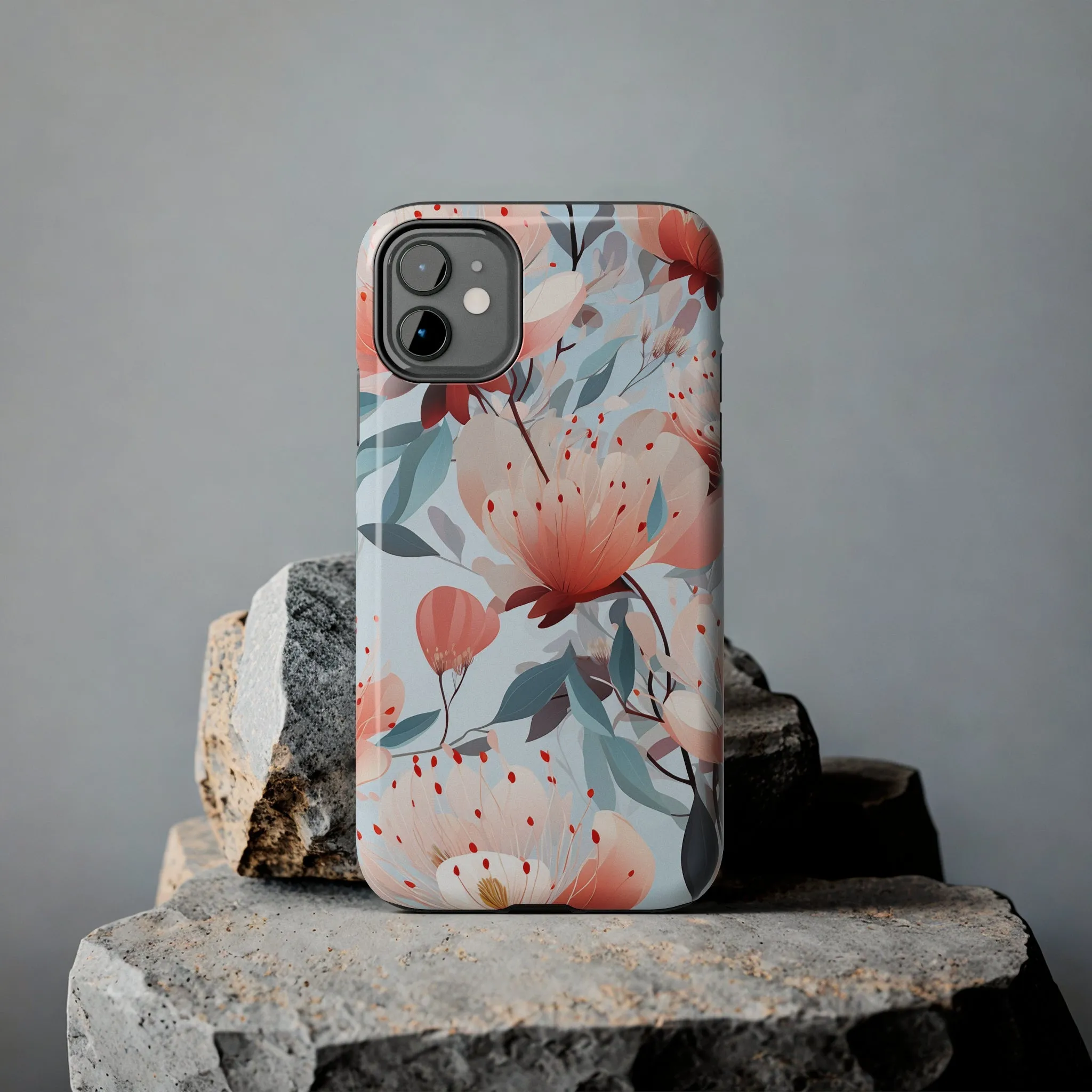 Red Flowers Digital print Design Tough Phone Case compatible with a large variety of iPhone models, Gift, Phone Case