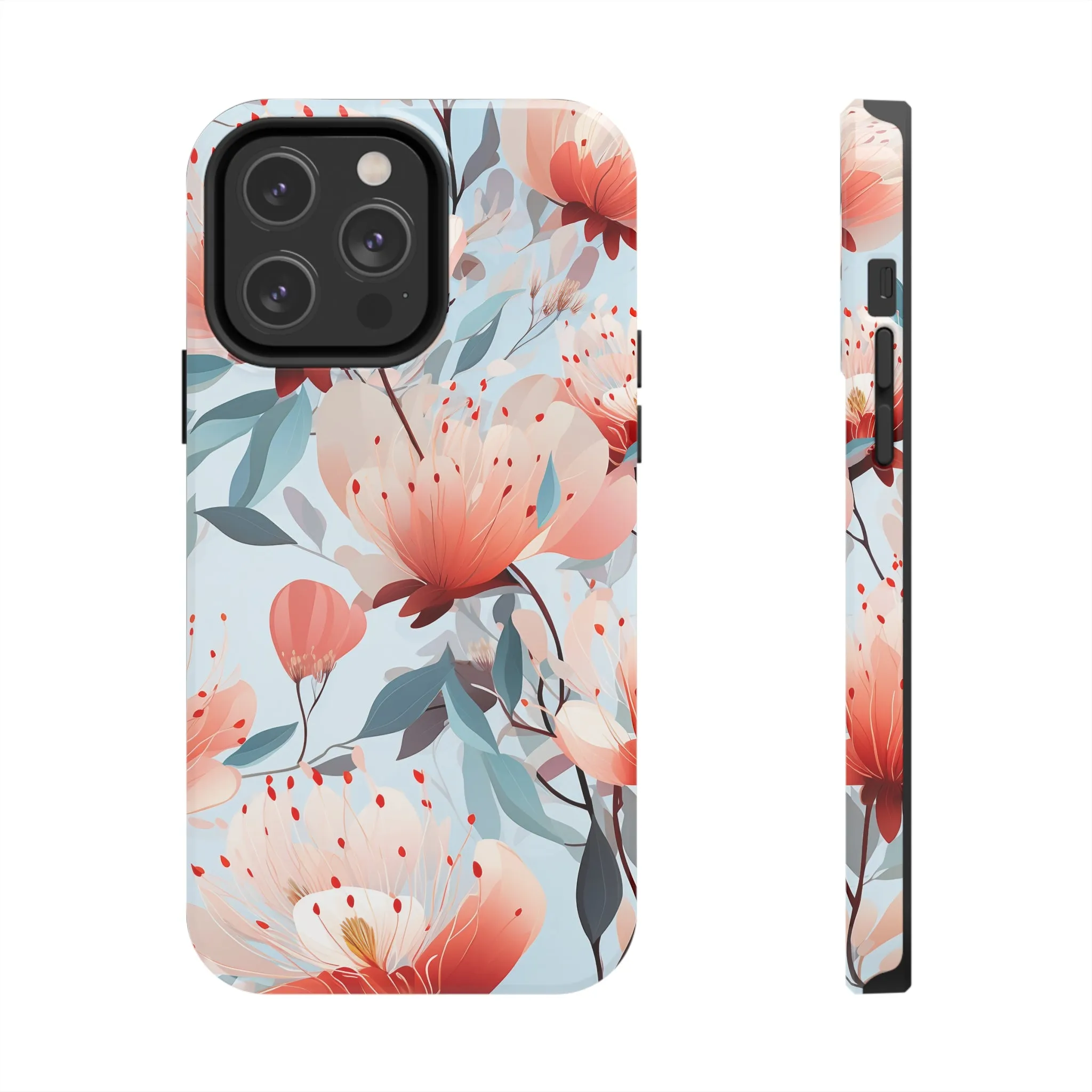 Red Flowers Digital print Design Tough Phone Case compatible with a large variety of iPhone models, Gift, Phone Case