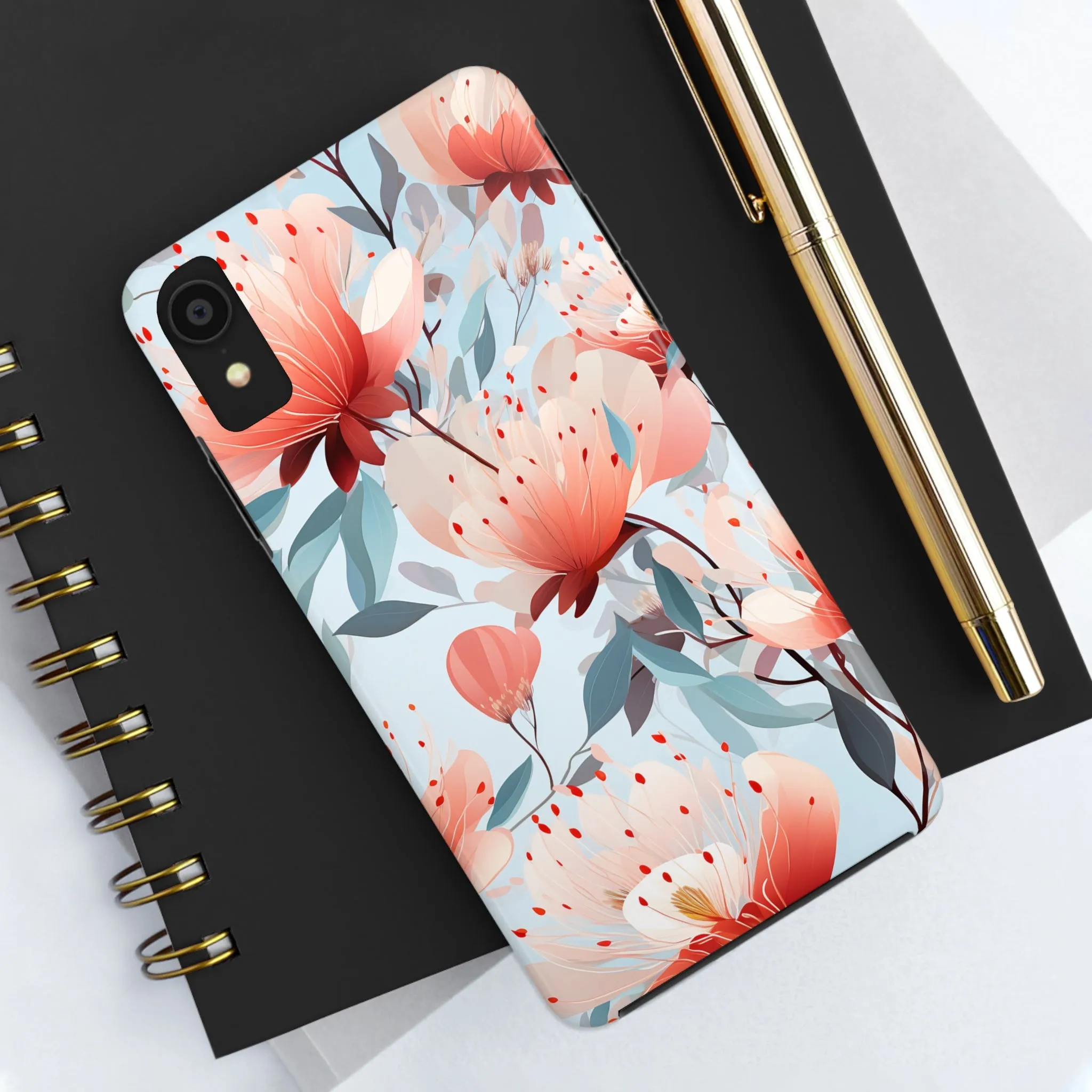 Red Flowers Digital print Design Tough Phone Case compatible with a large variety of iPhone models, Gift, Phone Case