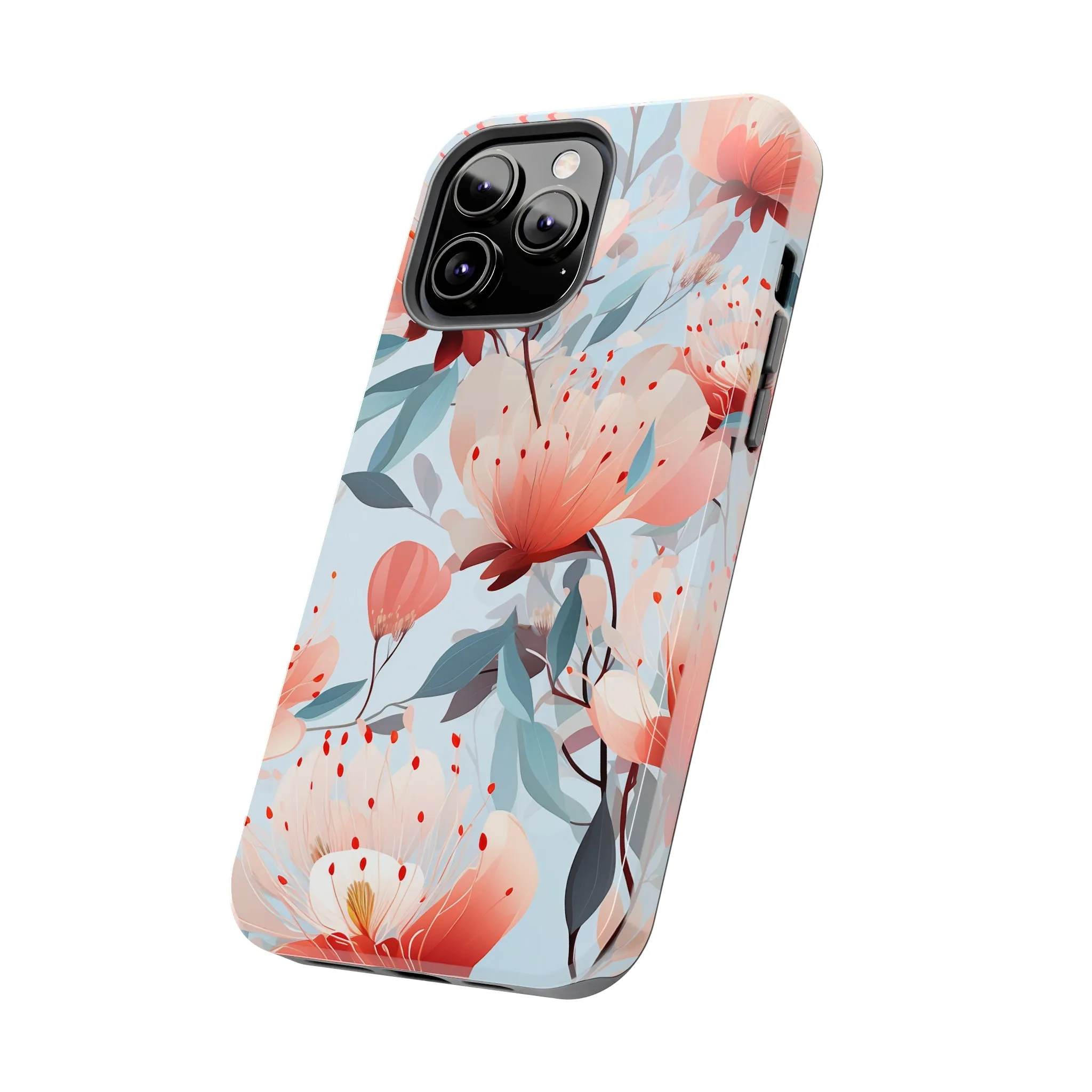 Red Flowers Digital print Design Tough Phone Case compatible with a large variety of iPhone models, Gift, Phone Case