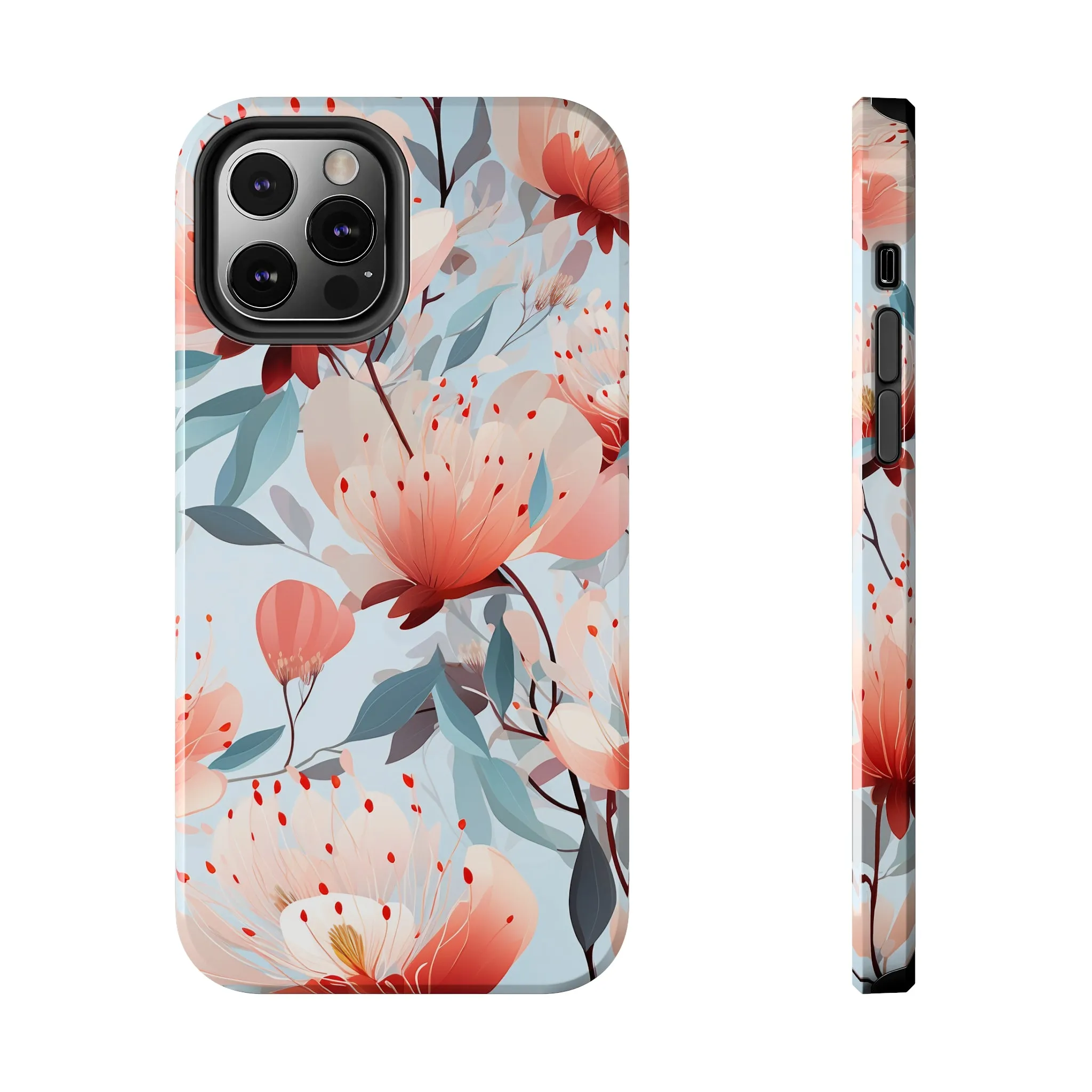 Red Flowers Digital print Design Tough Phone Case compatible with a large variety of iPhone models, Gift, Phone Case