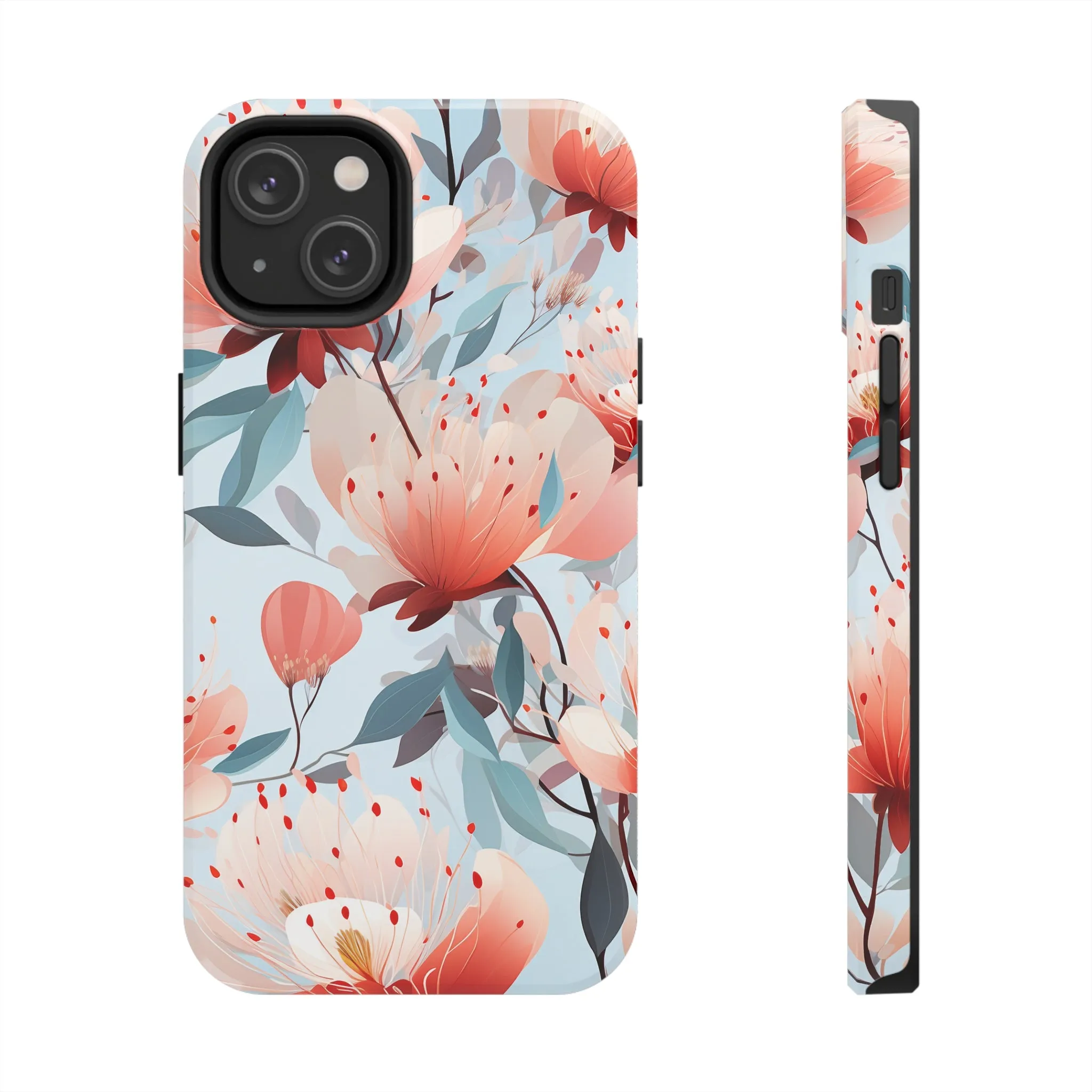 Red Flowers Digital print Design Tough Phone Case compatible with a large variety of iPhone models, Gift, Phone Case