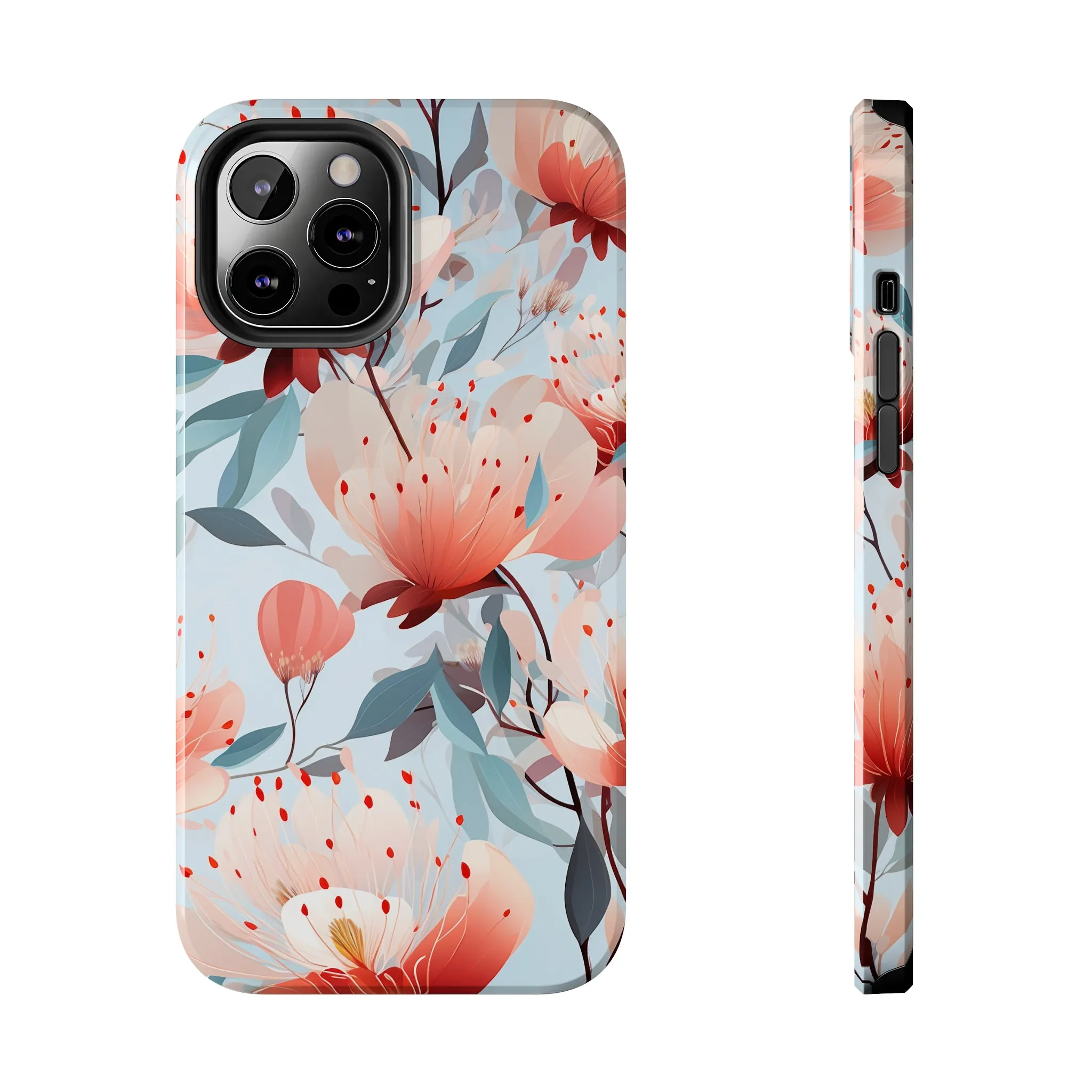 Red Flowers Digital print Design Tough Phone Case compatible with a large variety of iPhone models, Gift, Phone Case