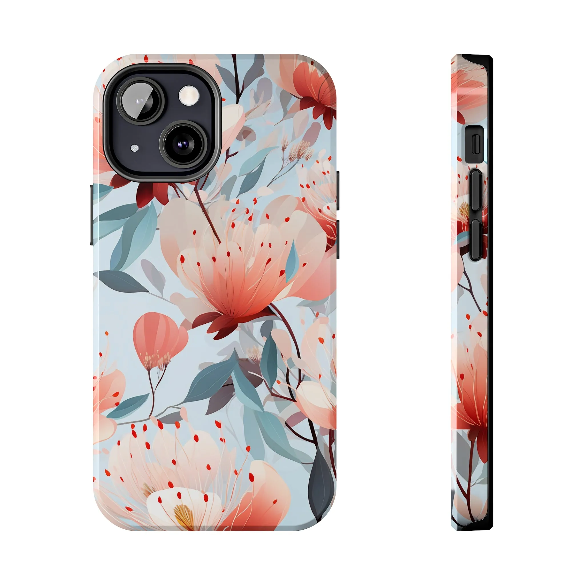 Red Flowers Digital print Design Tough Phone Case compatible with a large variety of iPhone models, Gift, Phone Case