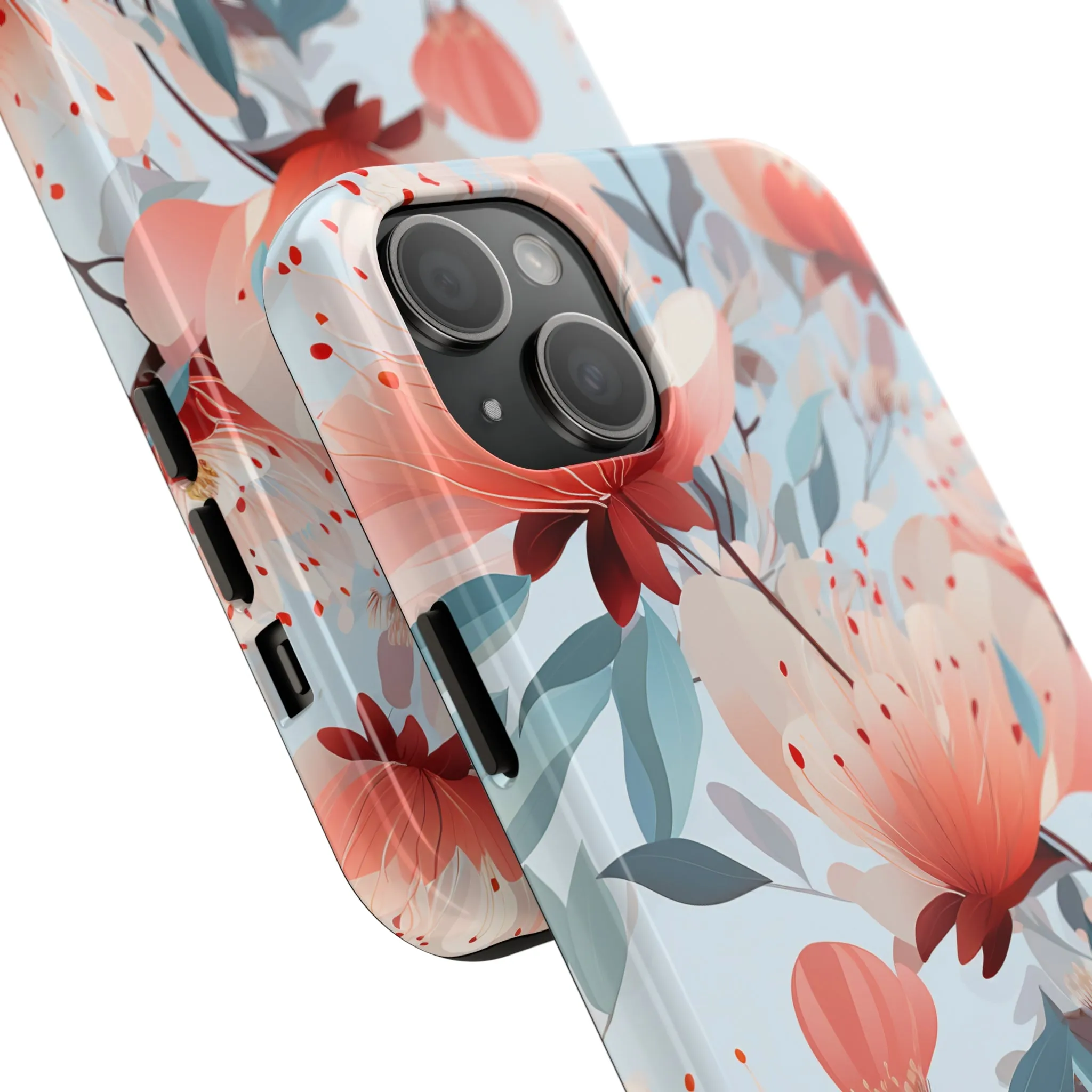 Red Flowers Digital print Design Tough Phone Case compatible with a large variety of iPhone models, Gift, Phone Case